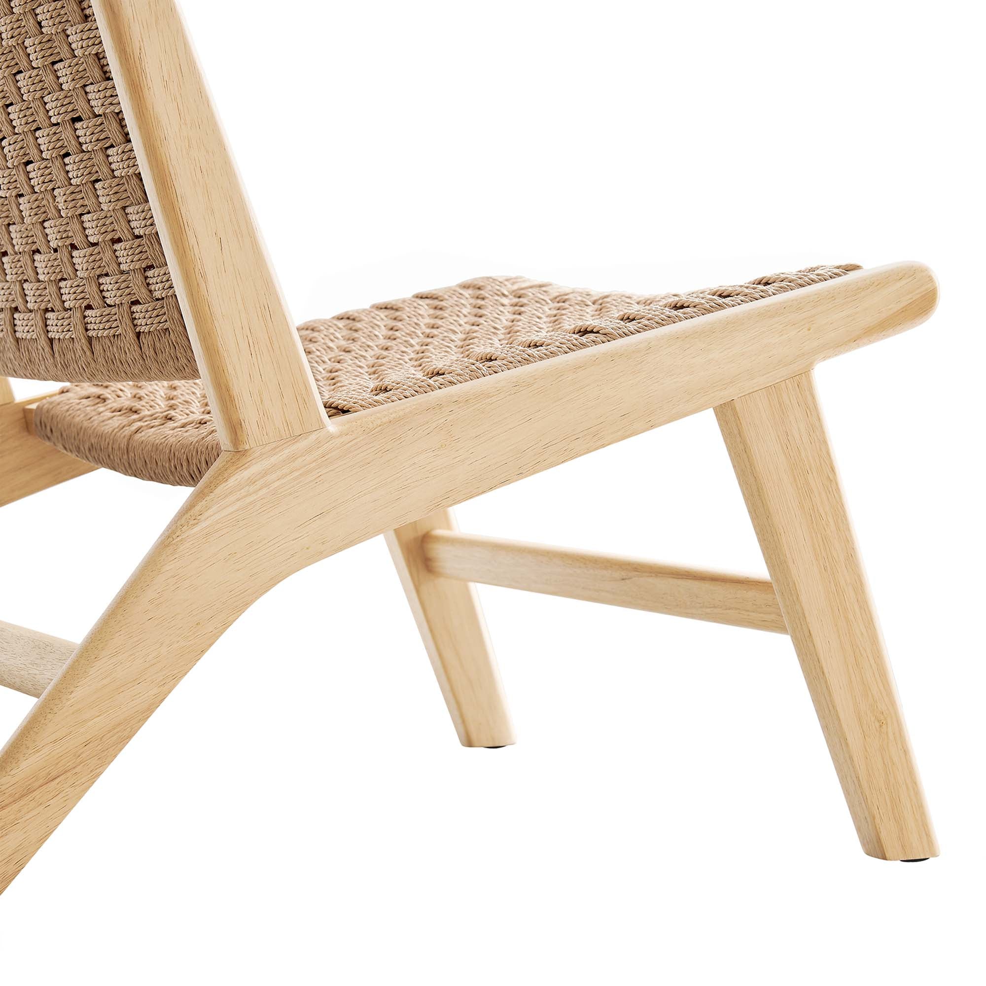 Saoirse Woven Rope Wood Accent Lounge Chair, Natural Natural