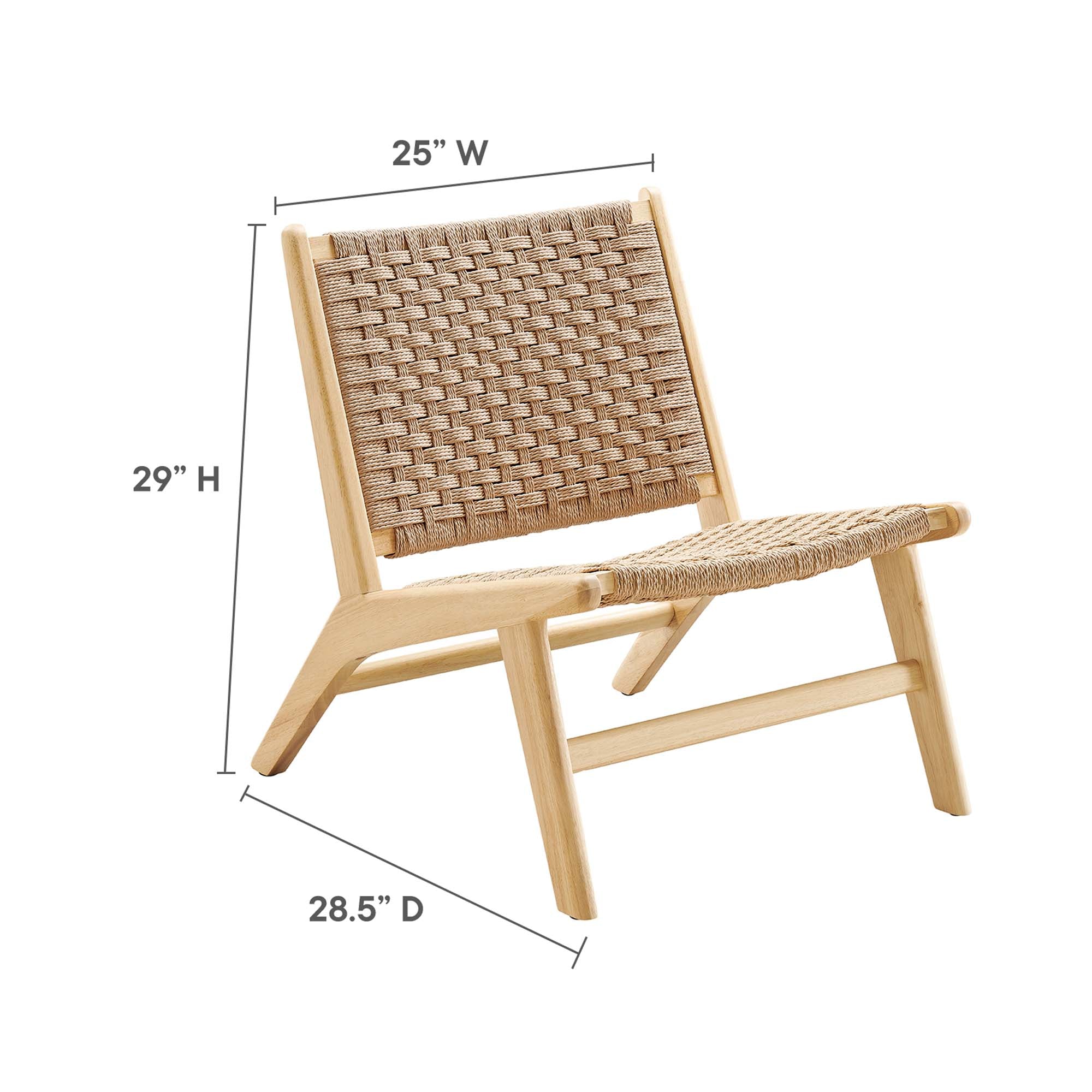 Saoirse Woven Rope Wood Accent Lounge Chair, Natural Natural