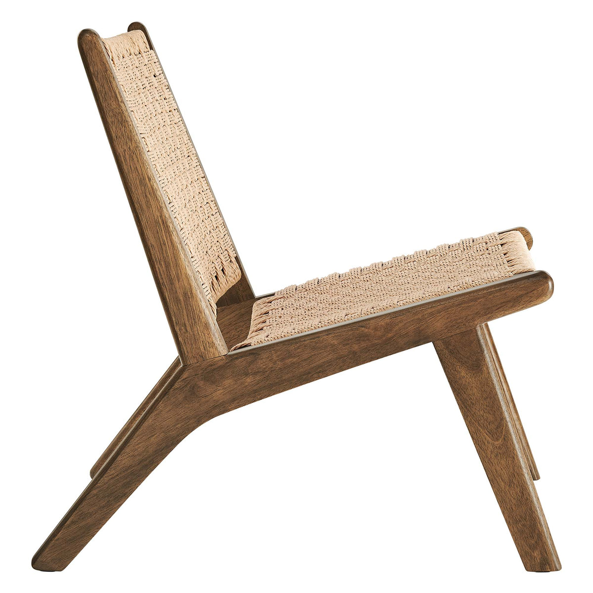 Saoirse Woven Rope Wood Accent Lounge Chair, Walnut Natural