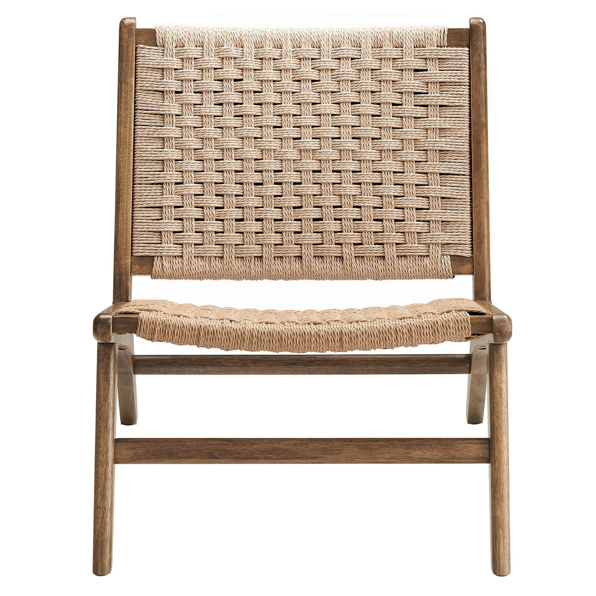 Saoirse Woven Rope Wood Accent Lounge Chair, Walnut Natural
