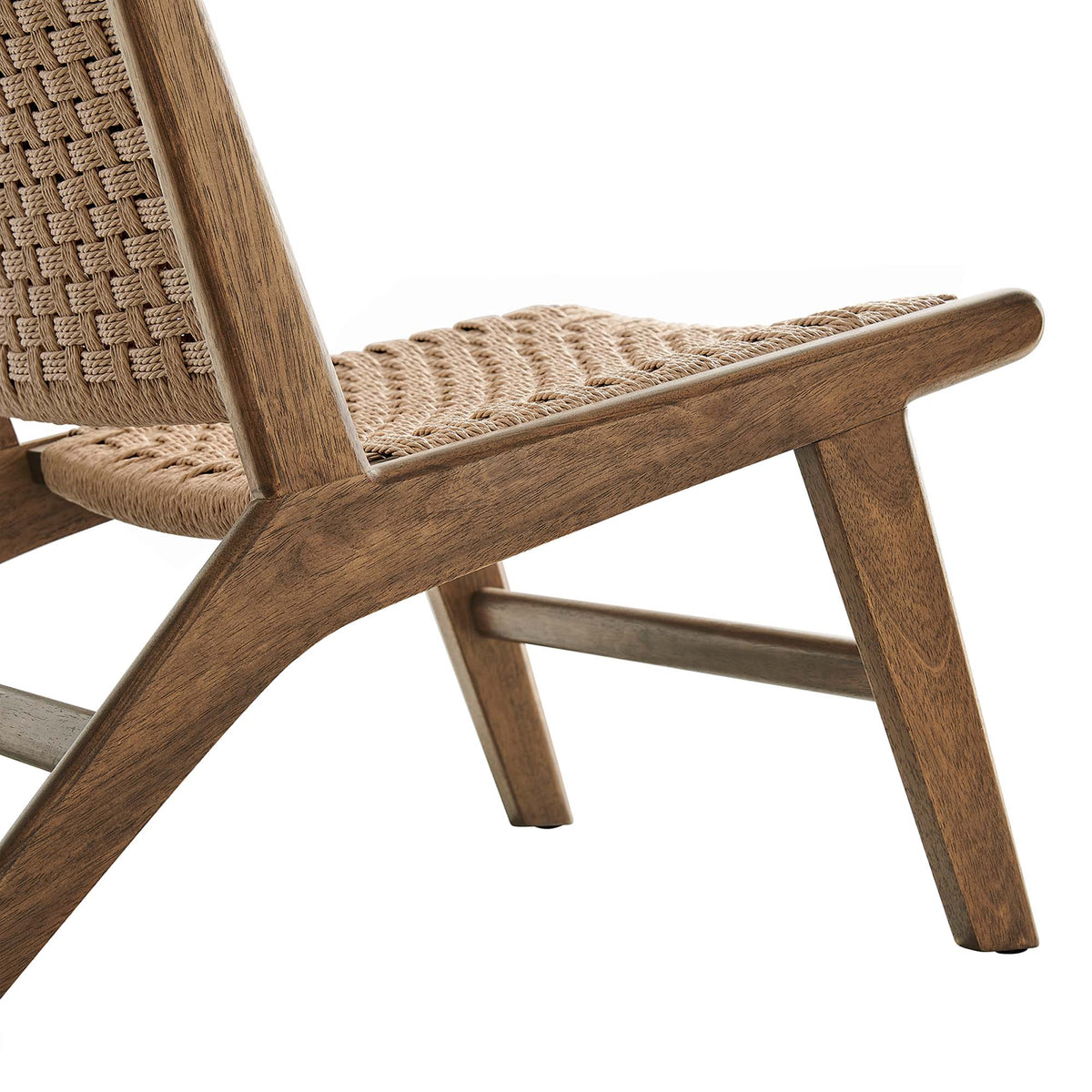 Saoirse Woven Rope Wood Accent Lounge Chair, Walnut Natural