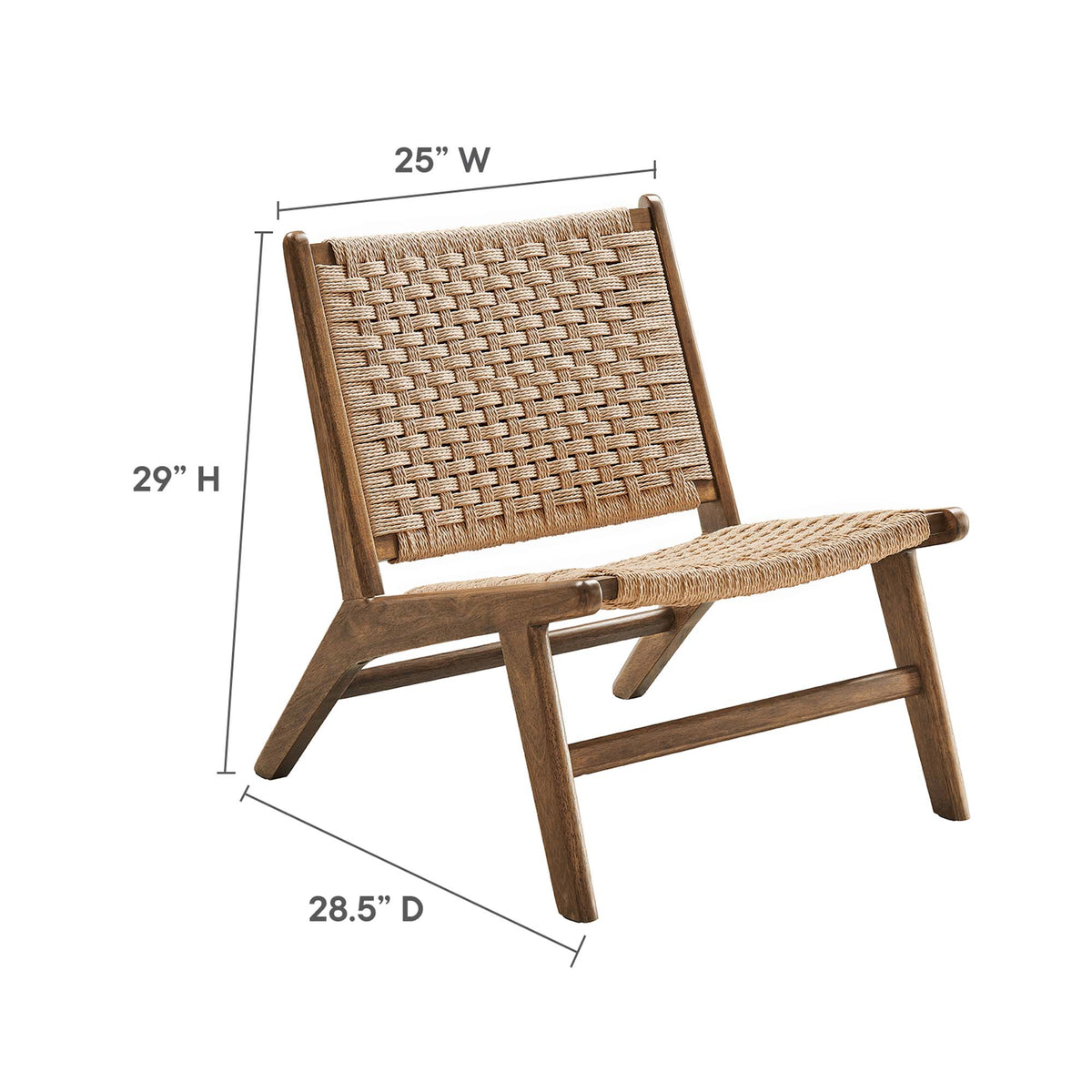 Saoirse Woven Rope Wood Accent Lounge Chair, Walnut Natural