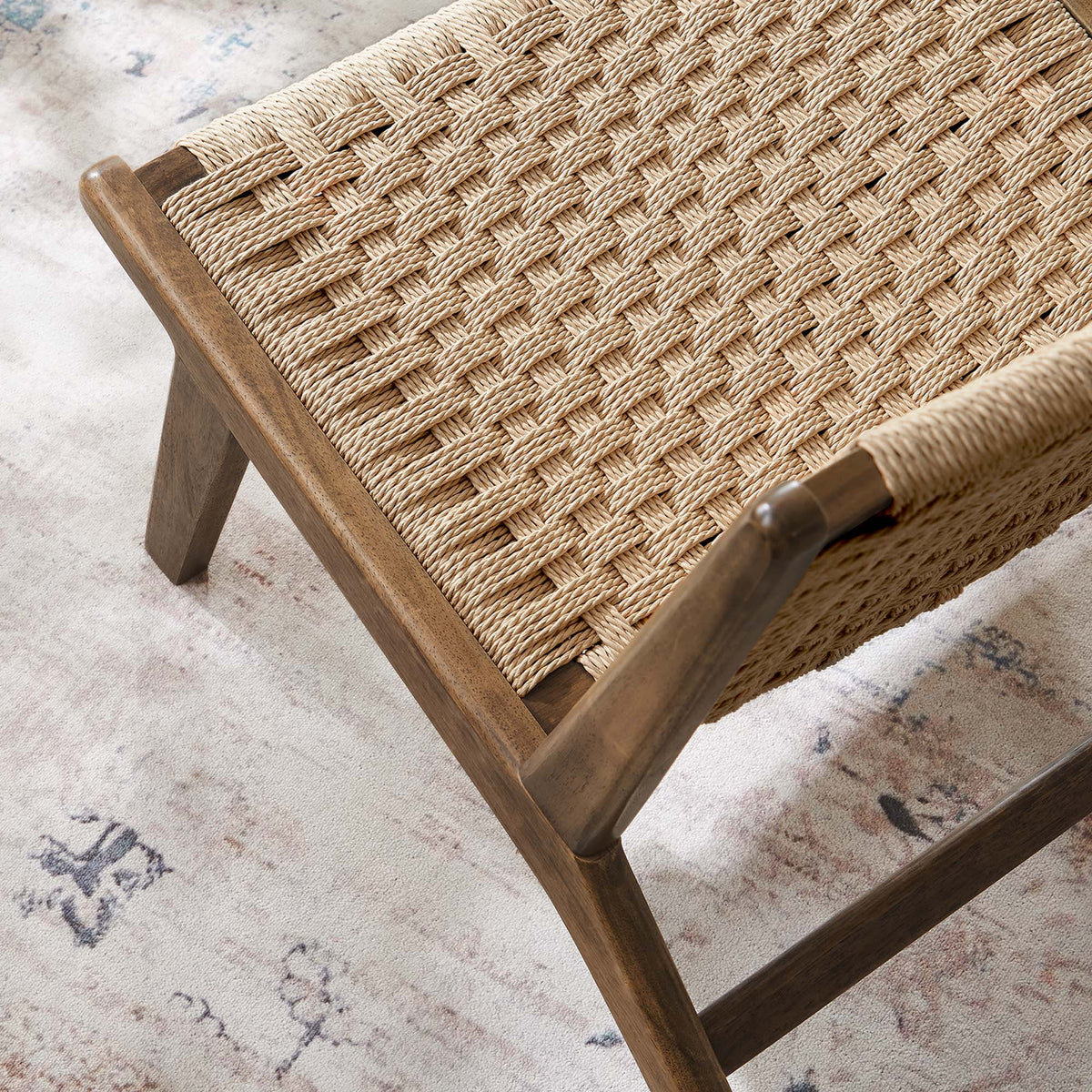 Saoirse Woven Rope Wood Accent Lounge Chair, Walnut Natural