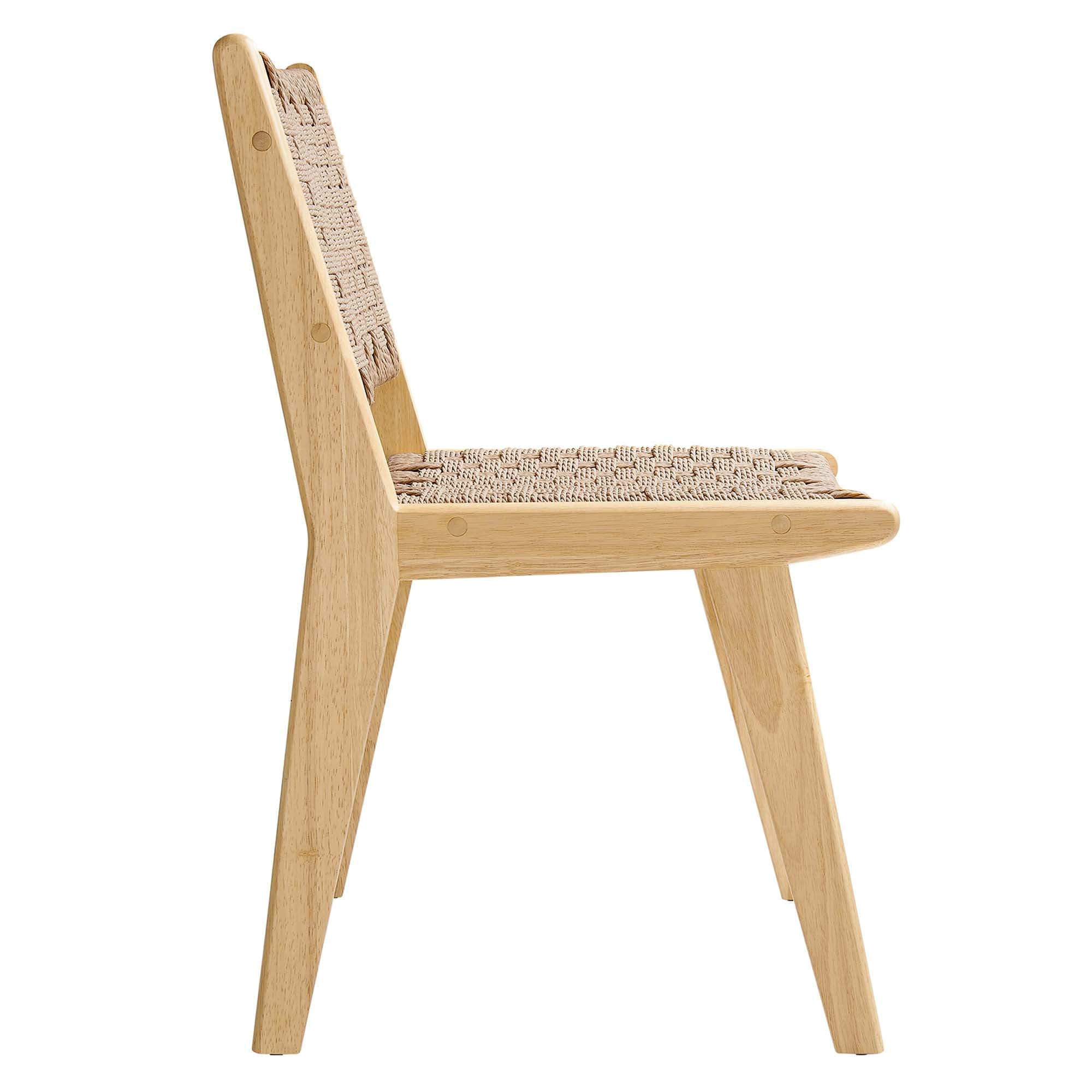 Saoirse Woven Rope Wood Dining Side Chair Set of 2, Natural Natural