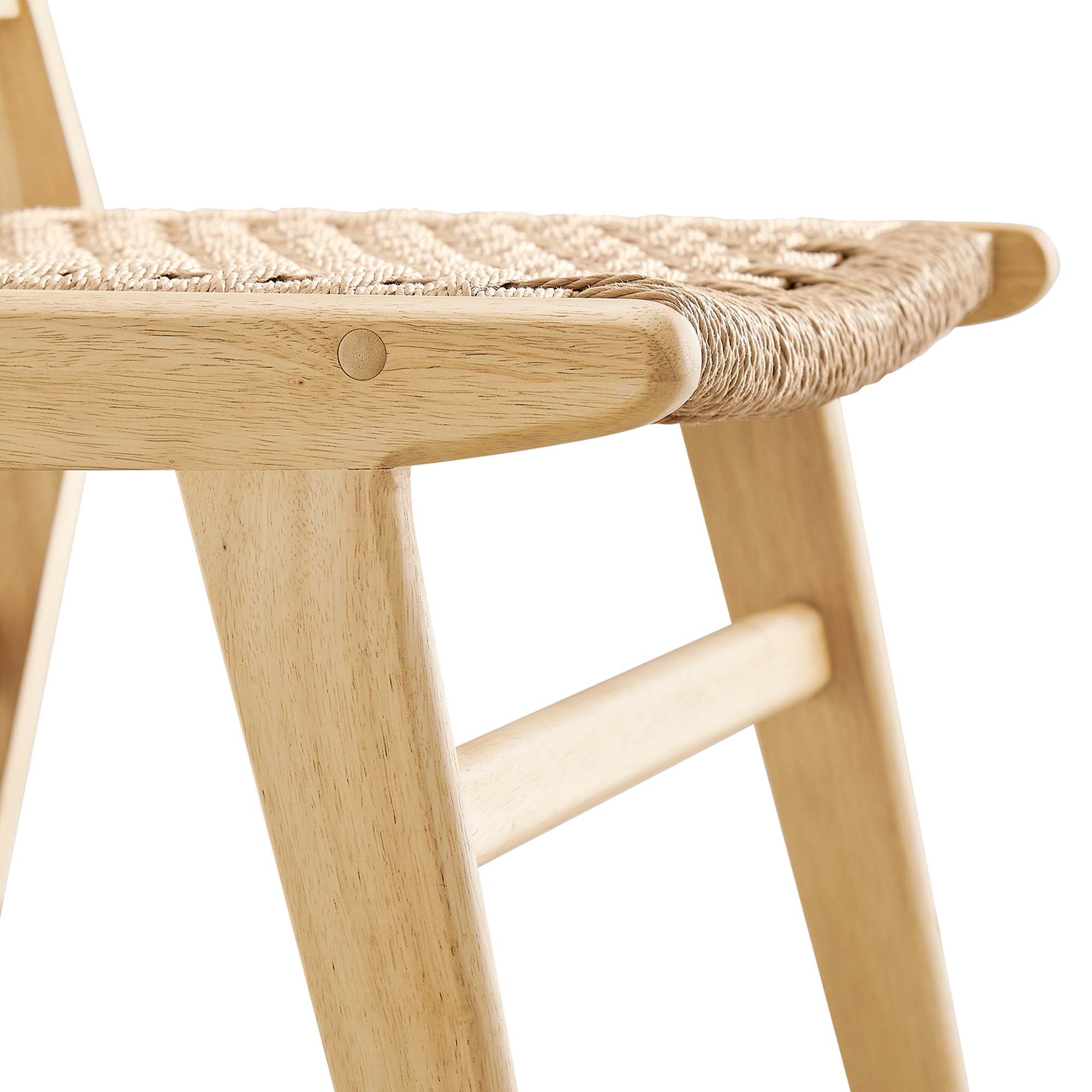 Saoirse Woven Rope Wood Dining Side Chair Set of 2, Natural Natural