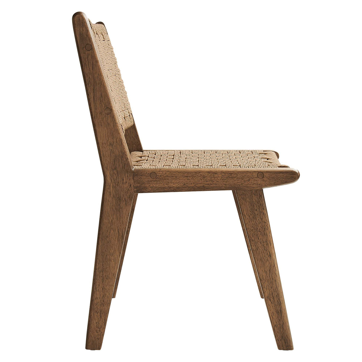 Saoirse Woven Rope Wood Dining Side Chair Set of 2, Walnut Natural