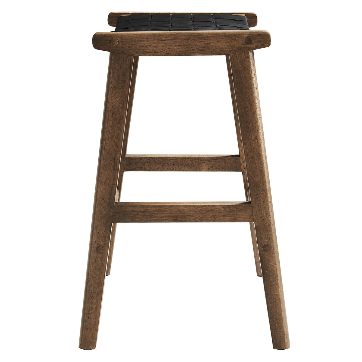 Saoirse Faux Leather Wood Counter Stool Set of 2, Walnut Black