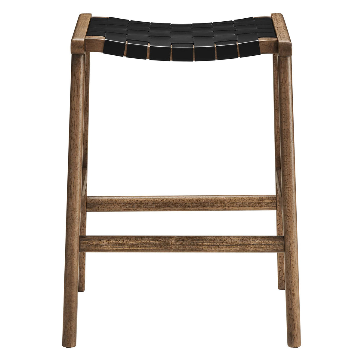 Saoirse Faux Leather Wood Counter Stool Set of 2, Walnut Black