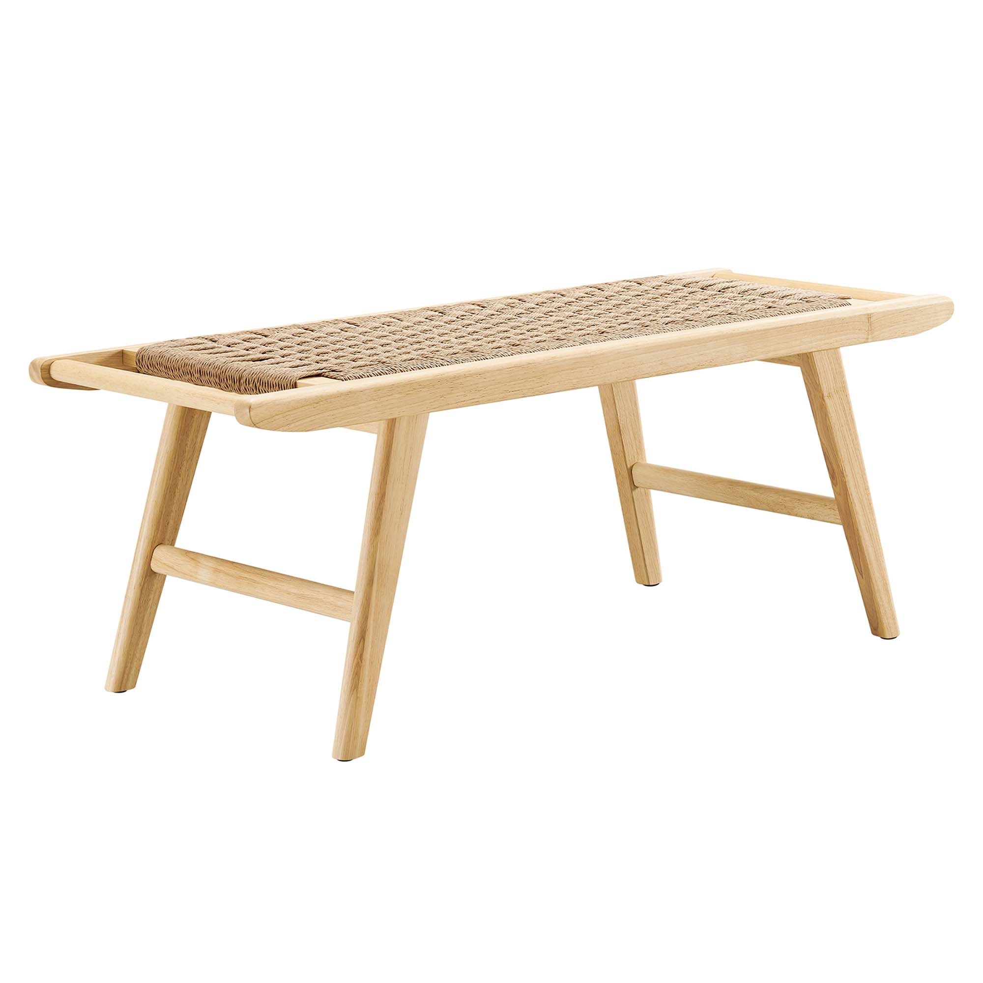 Saoirse 47" Wove Rope Wood Bench, Natural Natural