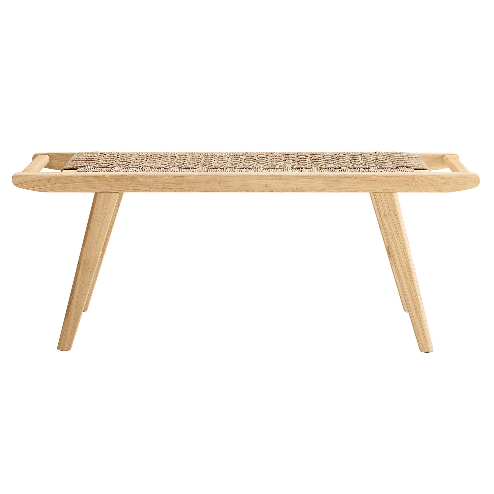 Saoirse 47" Wove Rope Wood Bench, Natural Natural