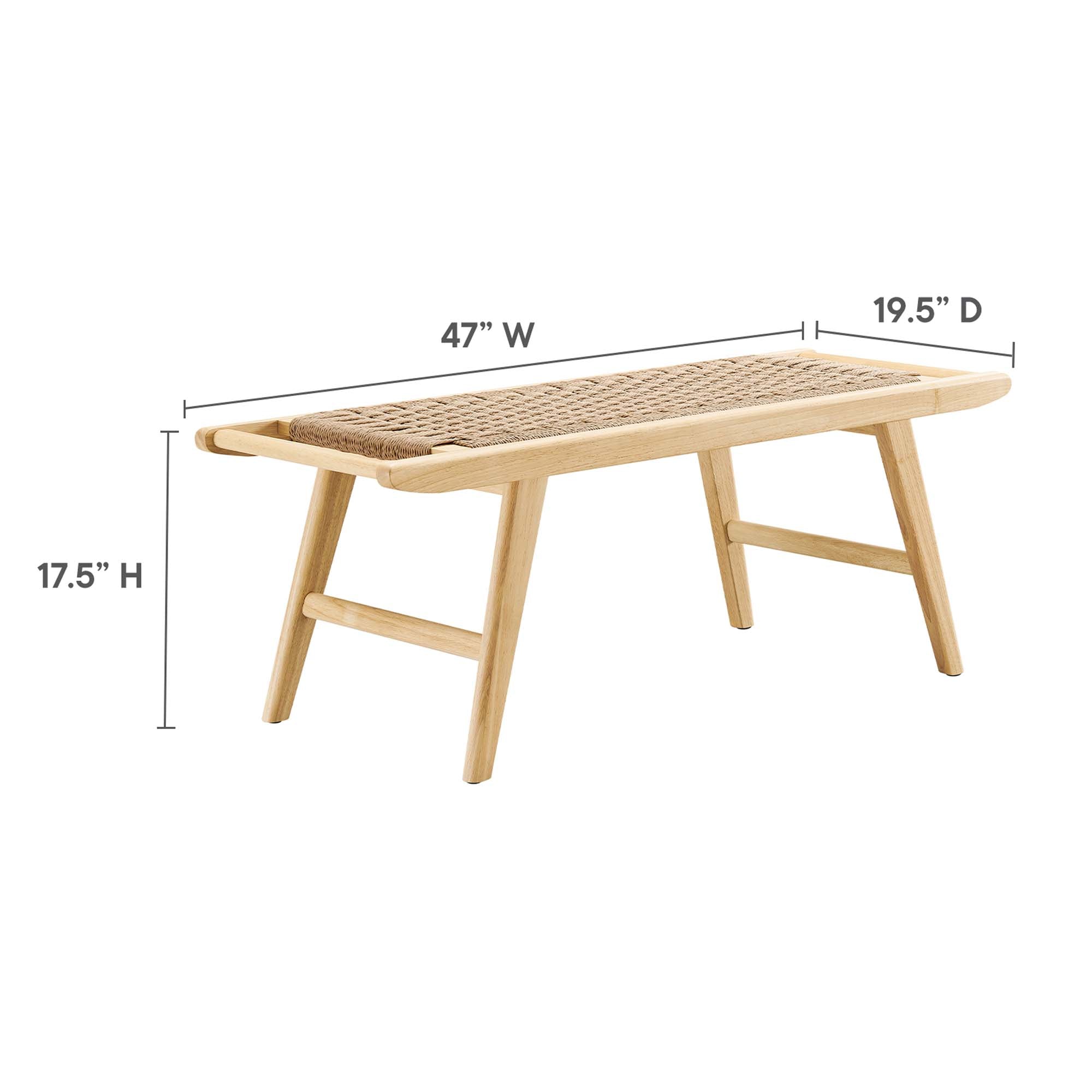 Saoirse 47" Wove Rope Wood Bench, Natural Natural