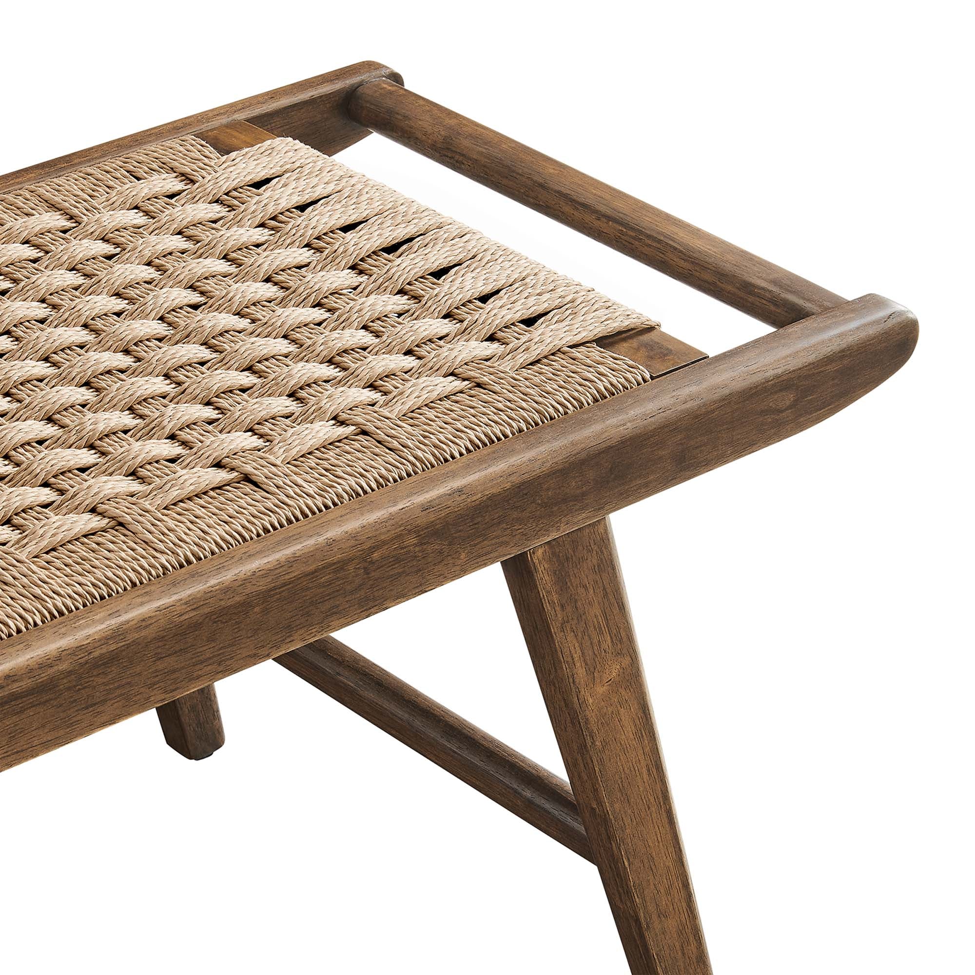 Saoirse 47" Wove Rope Wood Bench, Walnut Natural
