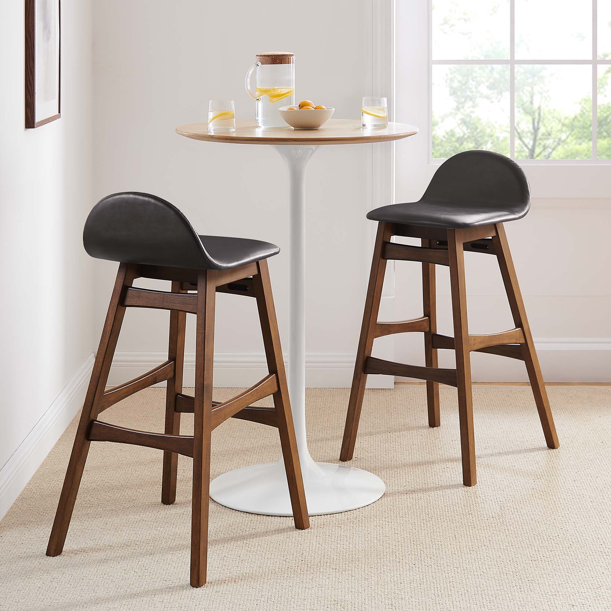 Juno Wood Bar Stool Set of 2, Brown