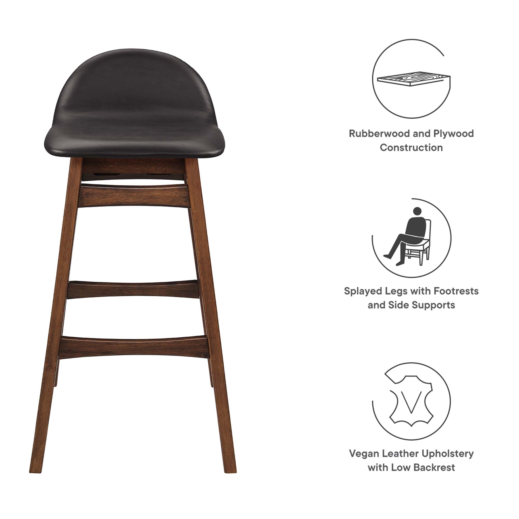 Juno Wood Bar Stool Set of 2, Brown