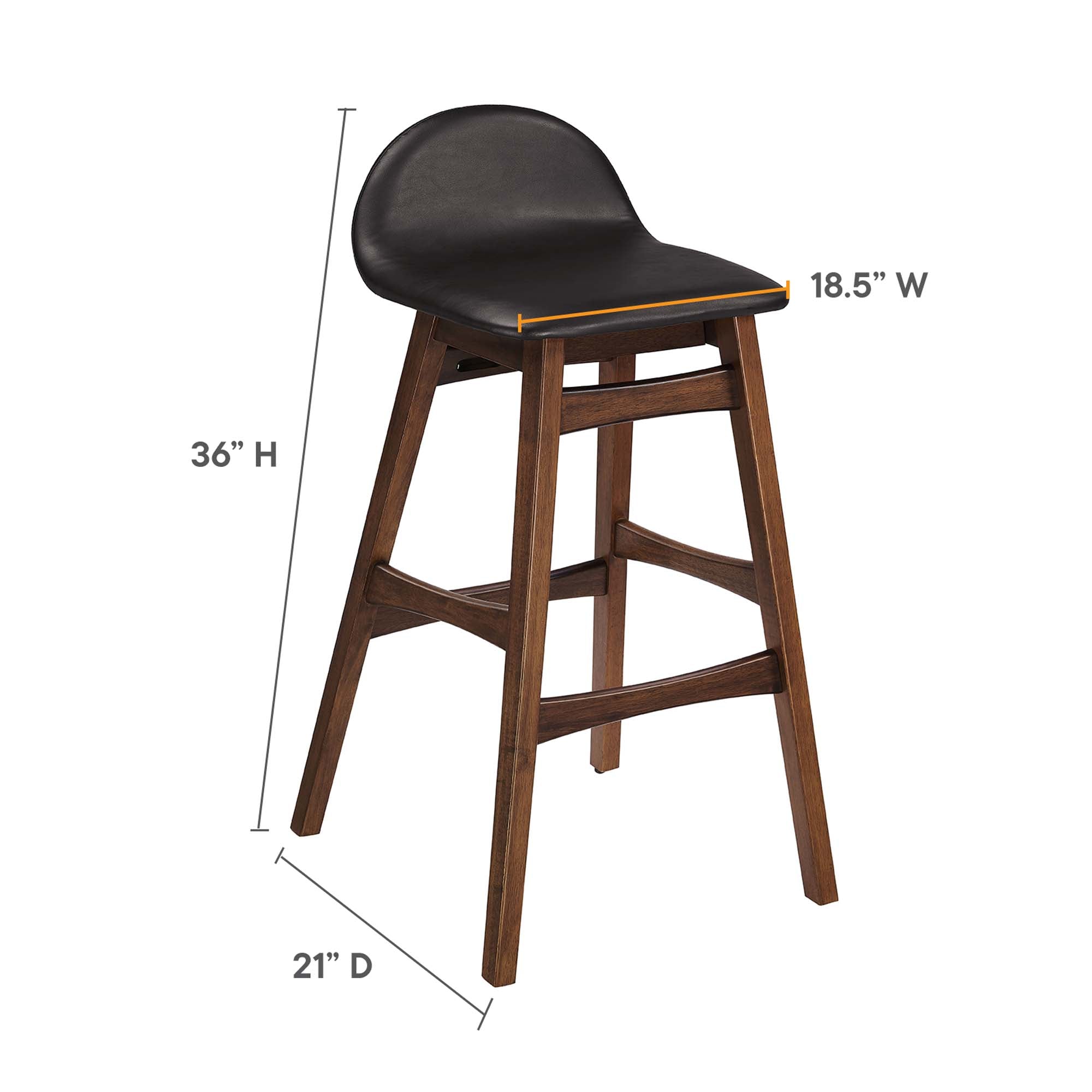 Juno Wood Bar Stool Set of 2, Brown