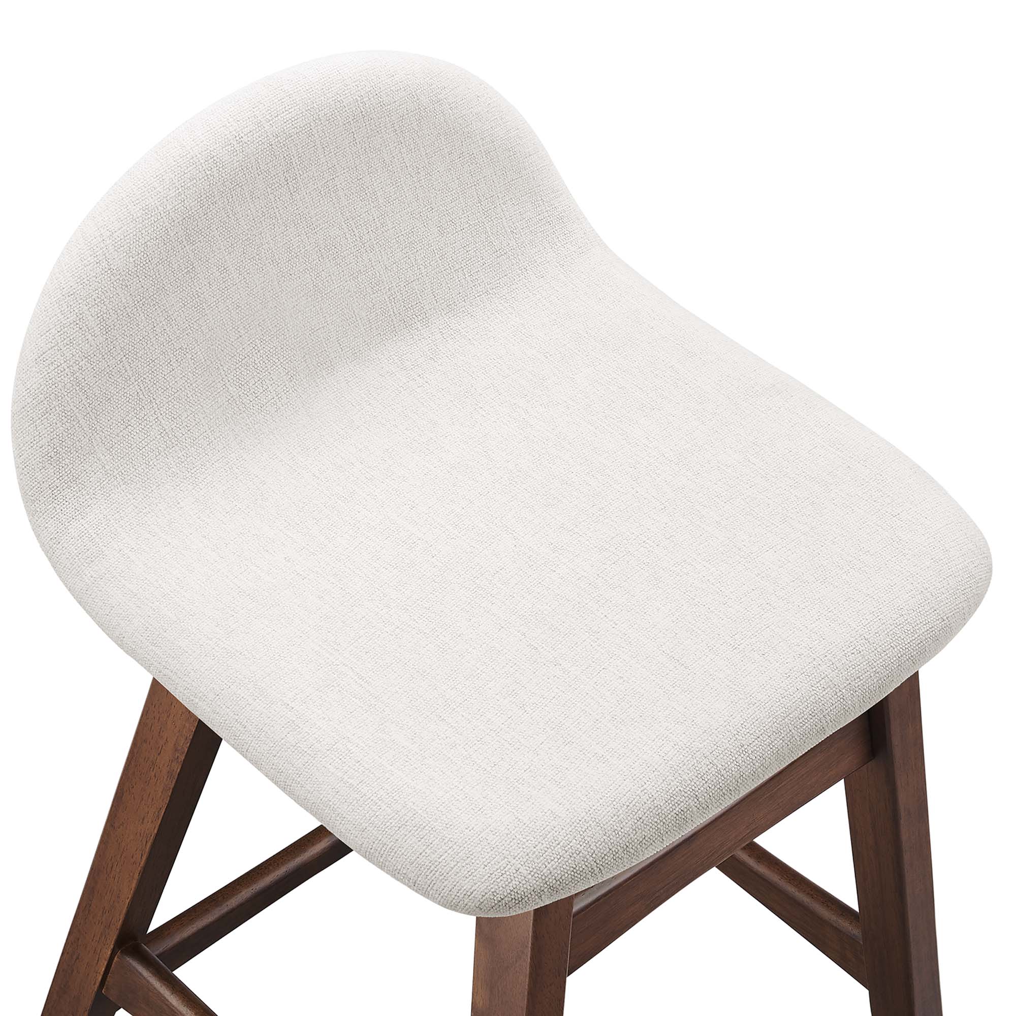 Juno Wood Counter Stool Set of 2, Ivory Fabric