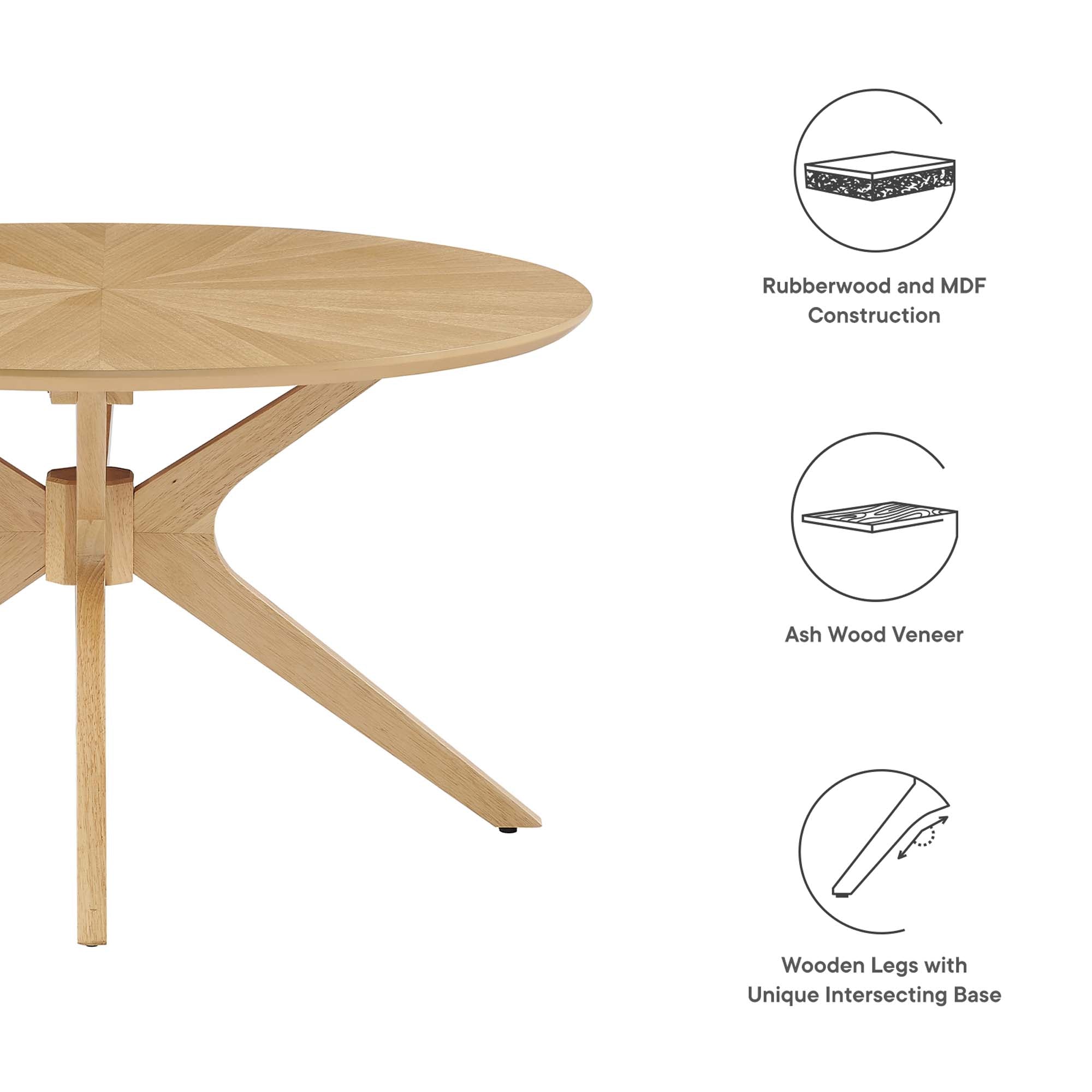 Crossroads Round Wood Coffee Table, Oak