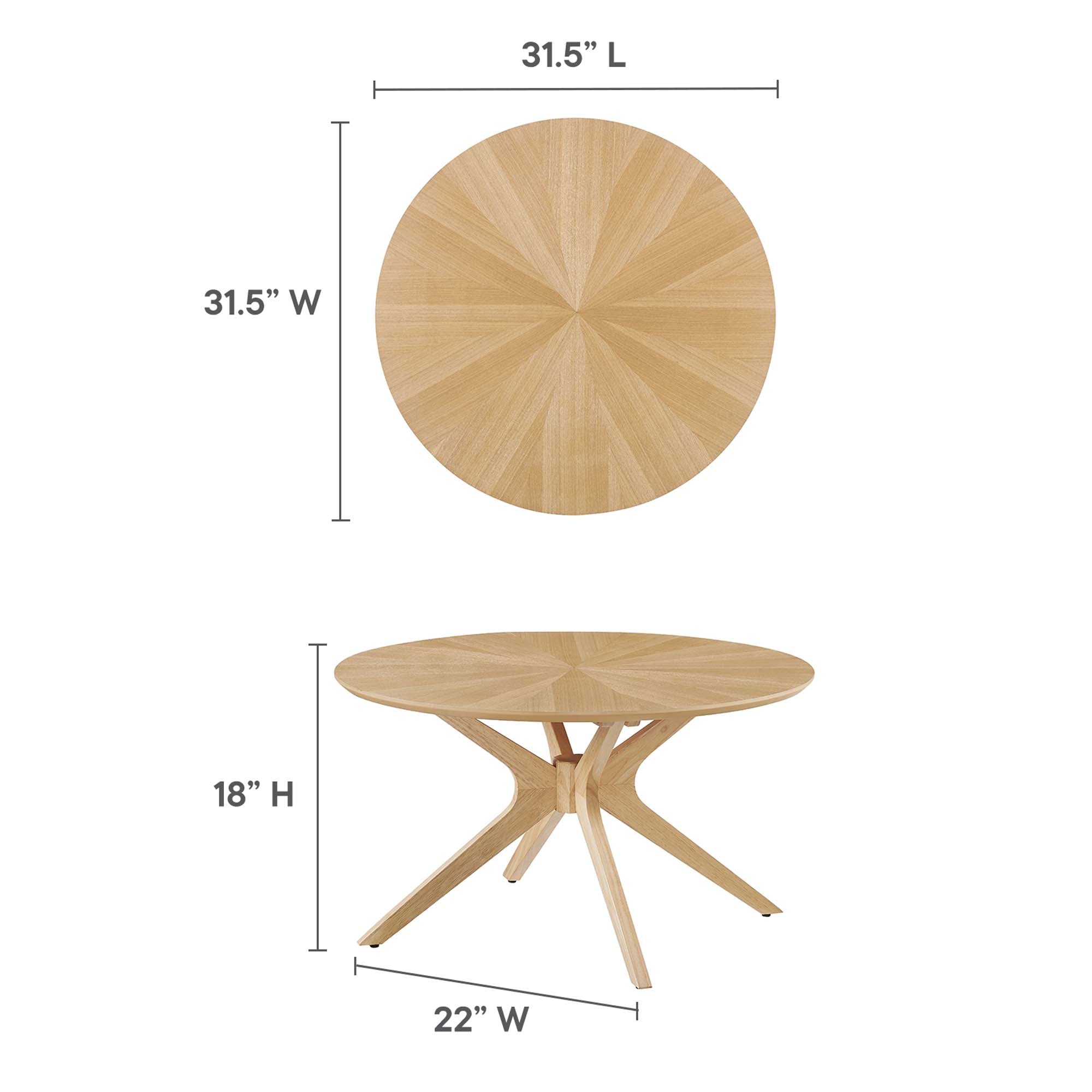 Crossroads Round Wood Coffee Table, Oak