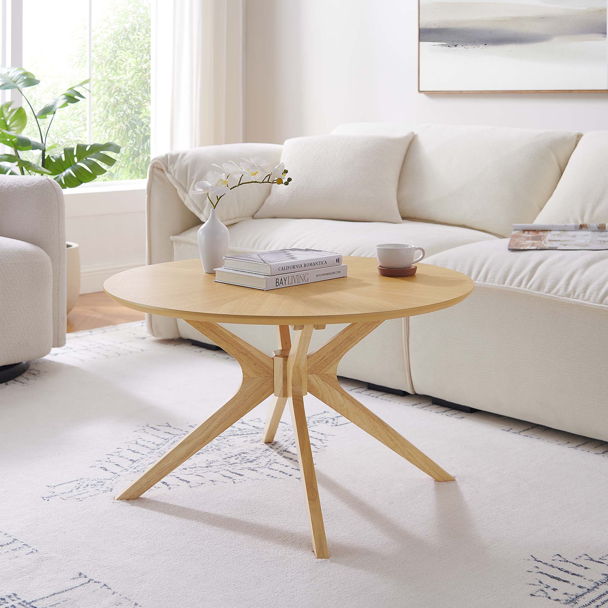 Crossroads Round Wood Coffee Table, Oak