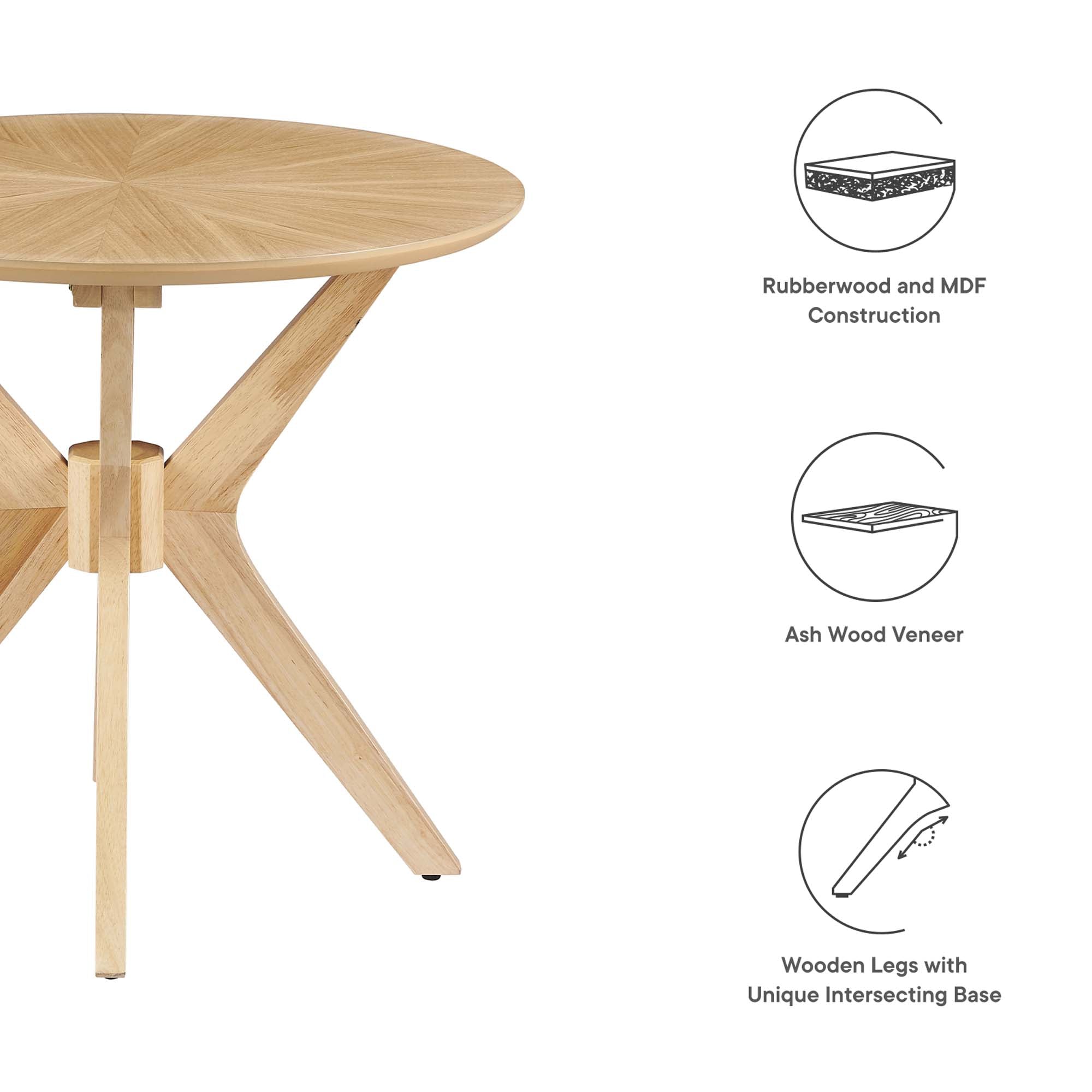 Crossroads 24" Round Wood Side Table, Oak