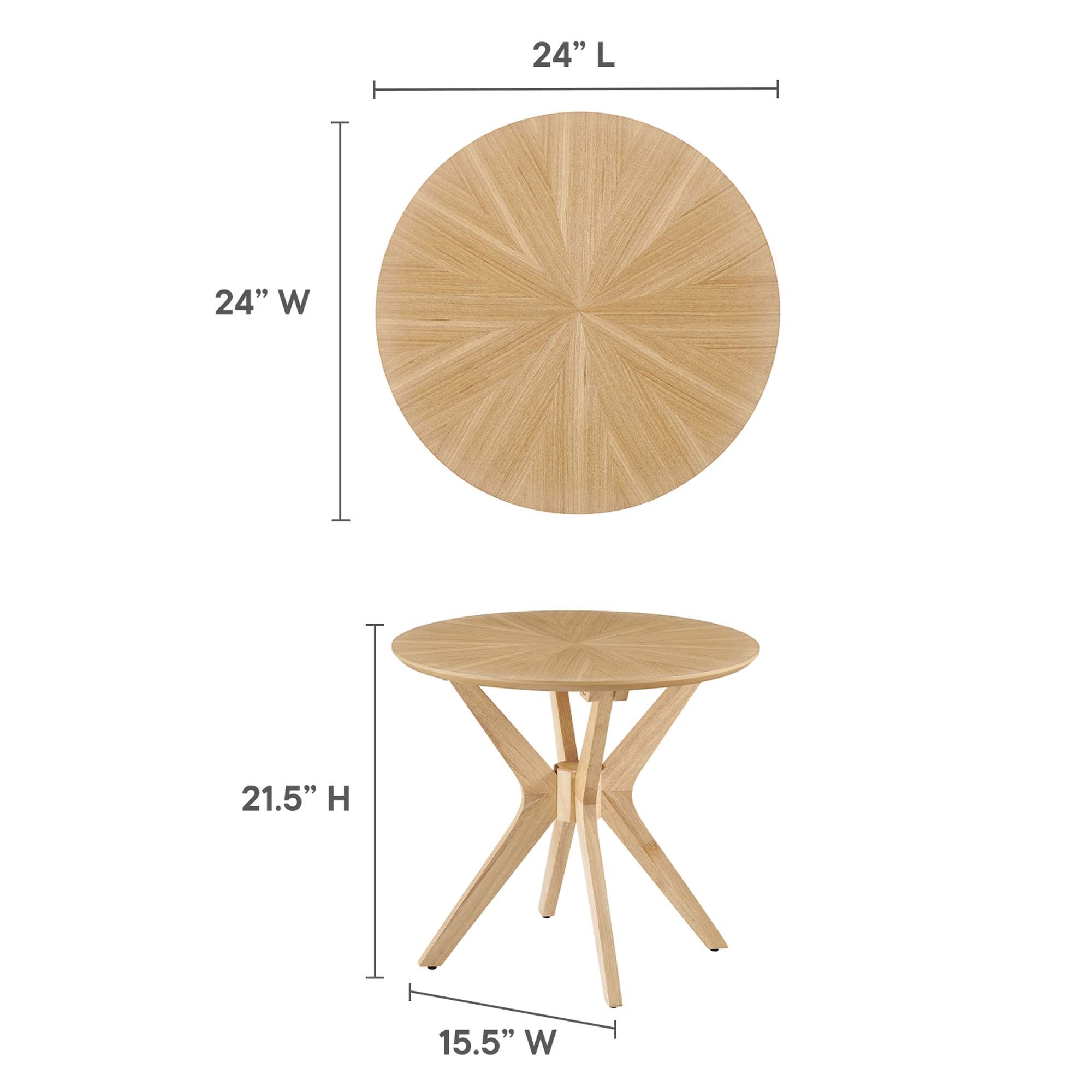 Crossroads 24" Round Wood Side Table, Oak