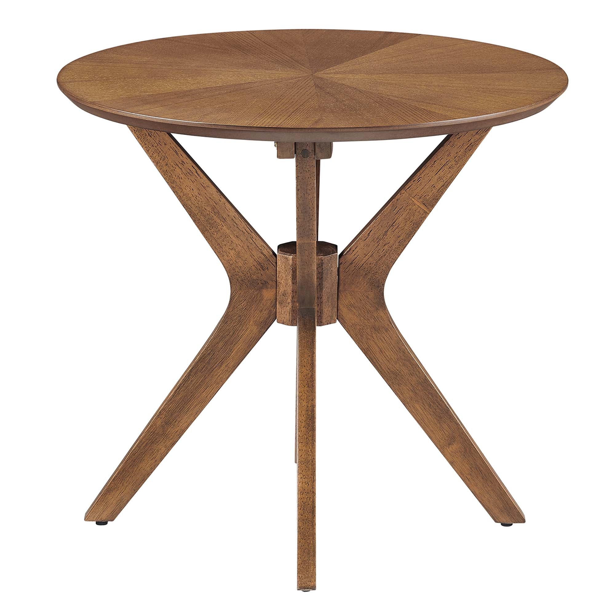 Crossroads 24" Round Wood Side Table, Walnut