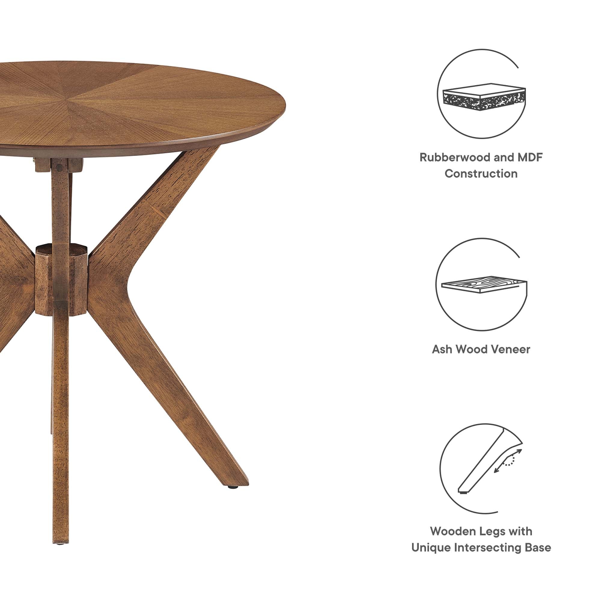 Crossroads 24" Round Wood Side Table, Walnut