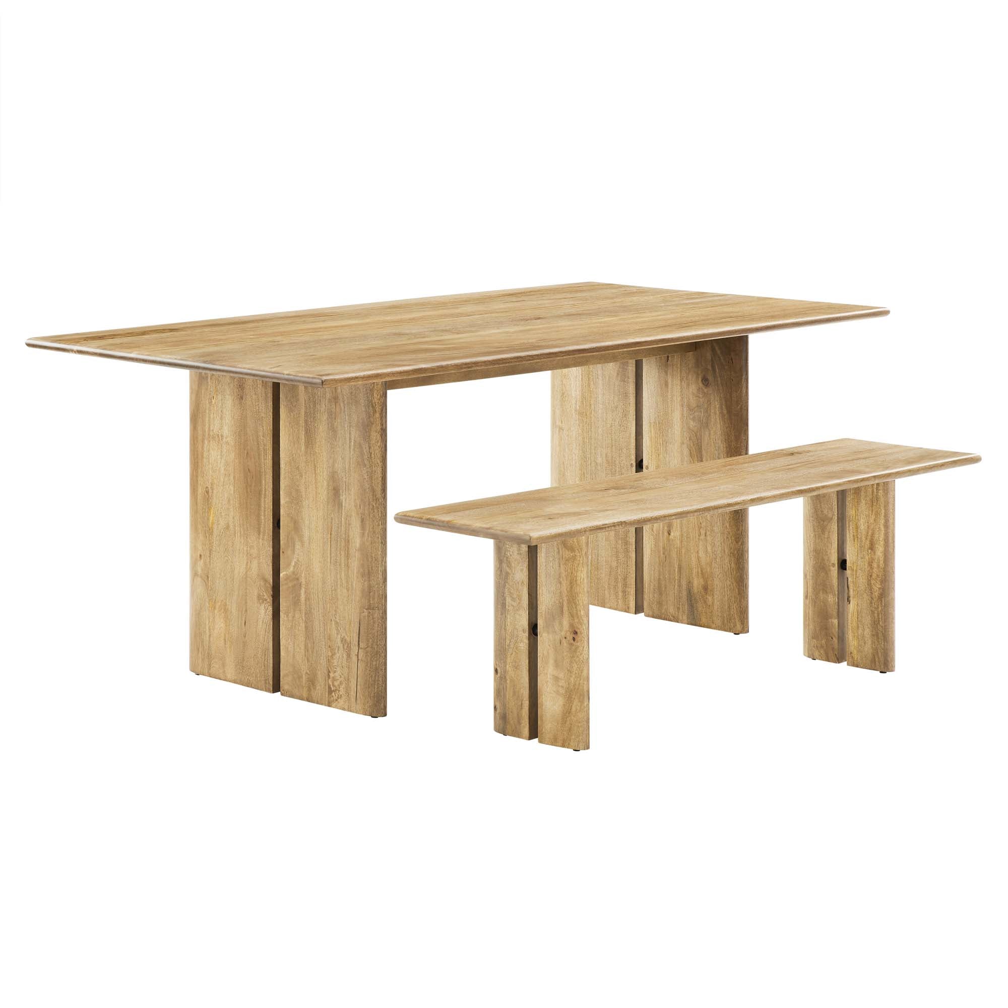 Amistad 72" Wood Dining Table and Bench Set, Oak