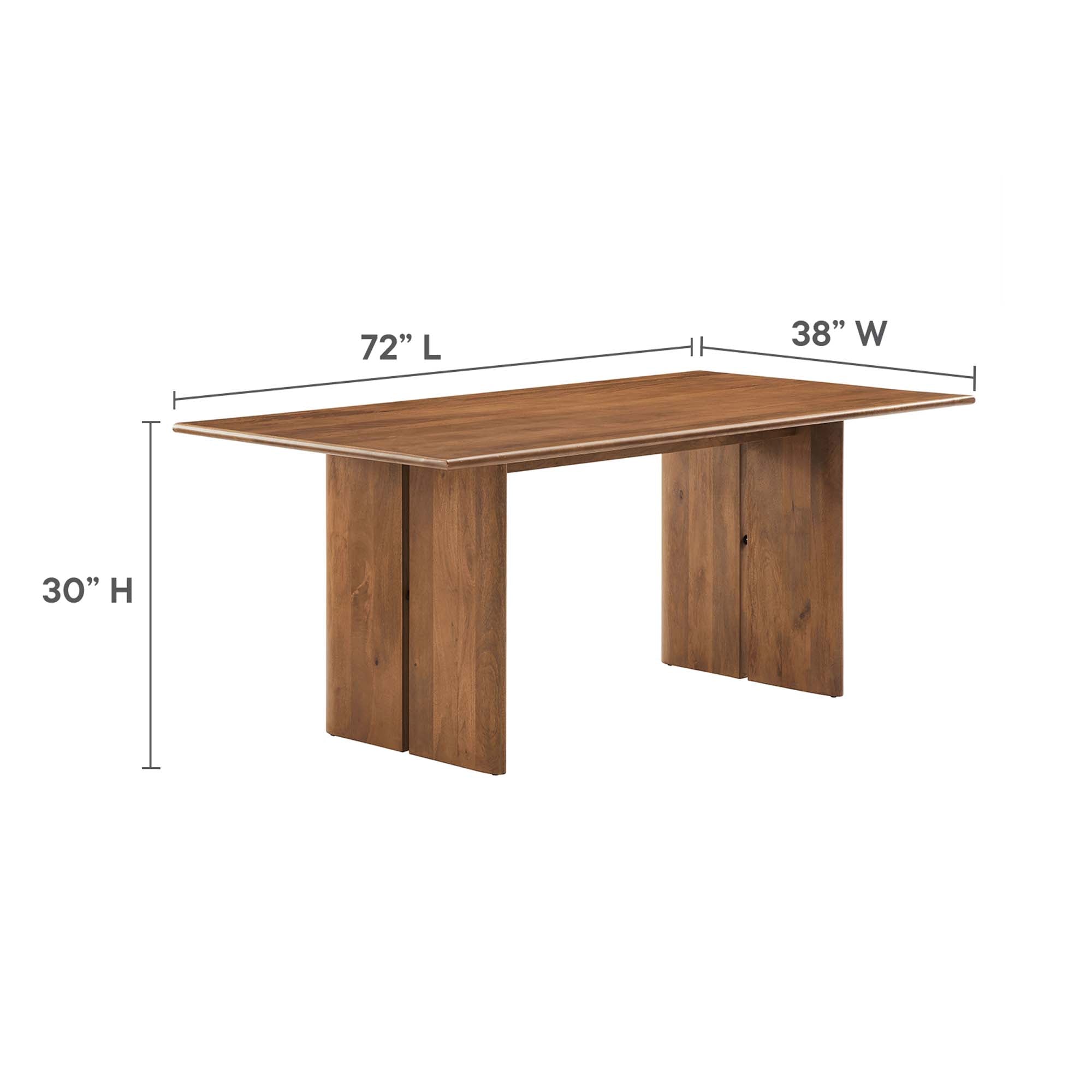 Amistad 72" Wood Dining Table and Bench Set, Walnut