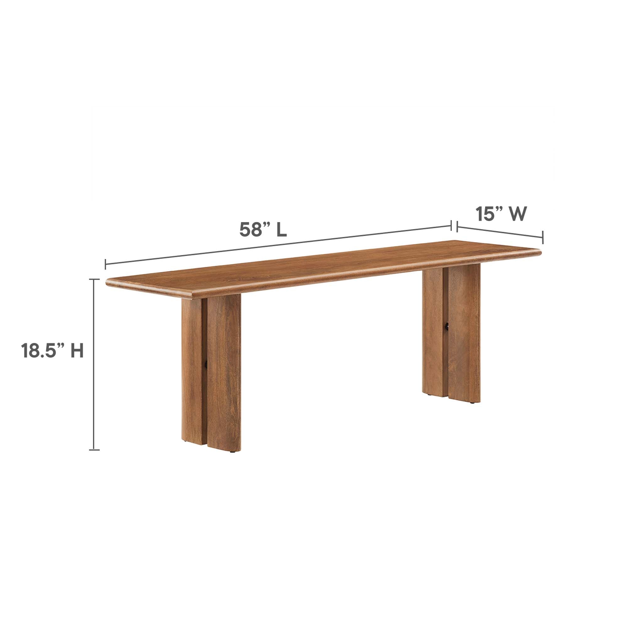 Amistad 72" Wood Dining Table and Bench Set, Walnut