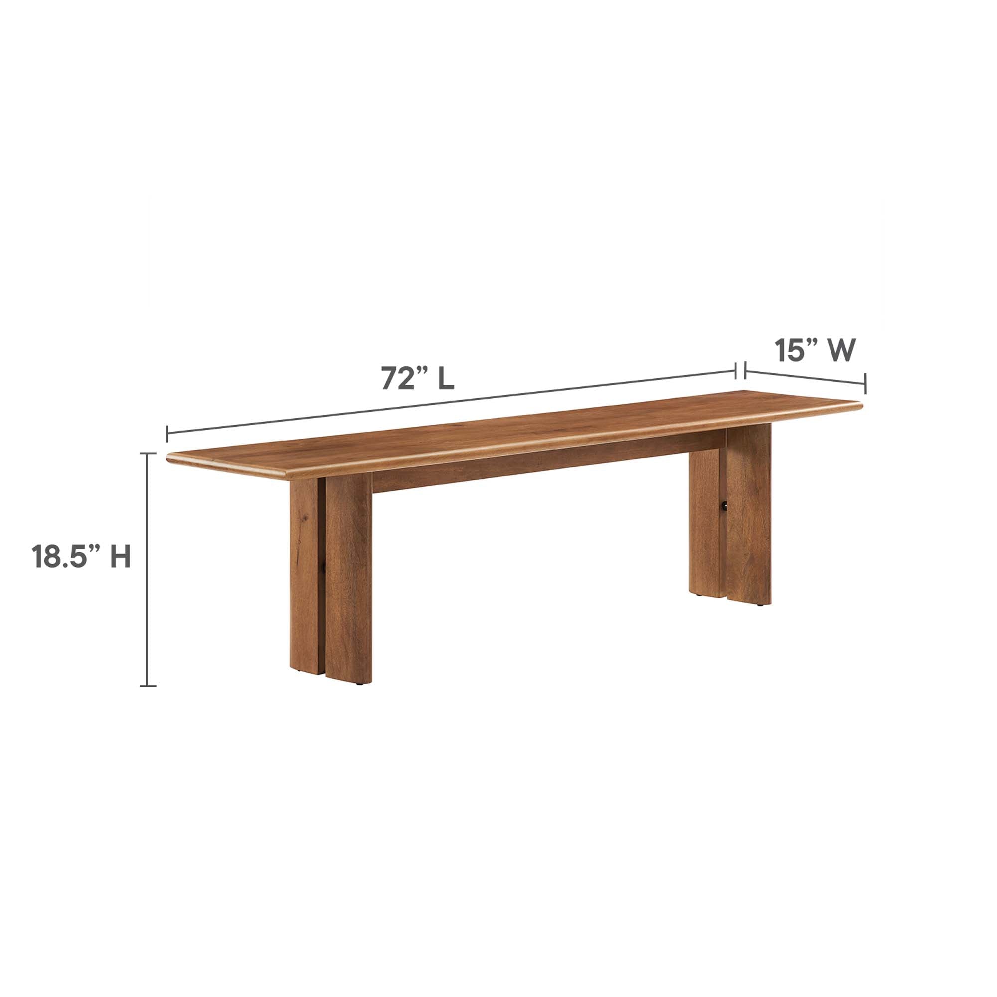 Amistad 86" Wood Dining Table and Bench Set, Walnut