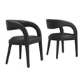 Pinnacle Vegan Leather Dining Chair Set of 2, Black Vinyl