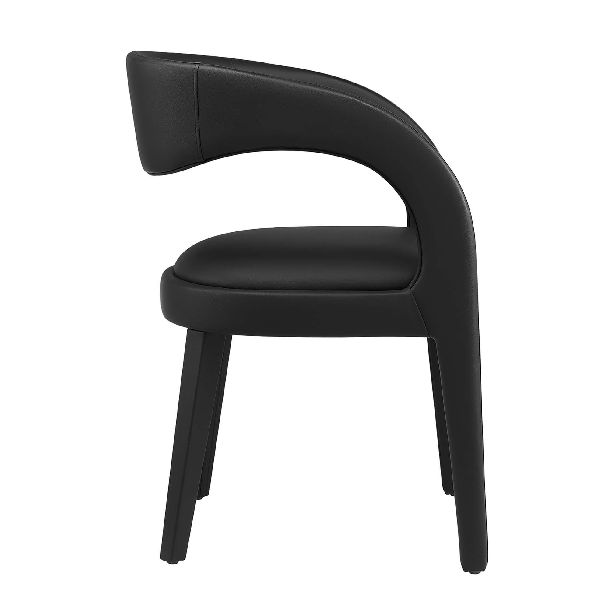 Pinnacle Vegan Leather Dining Chair Set of 2, Black Vinyl