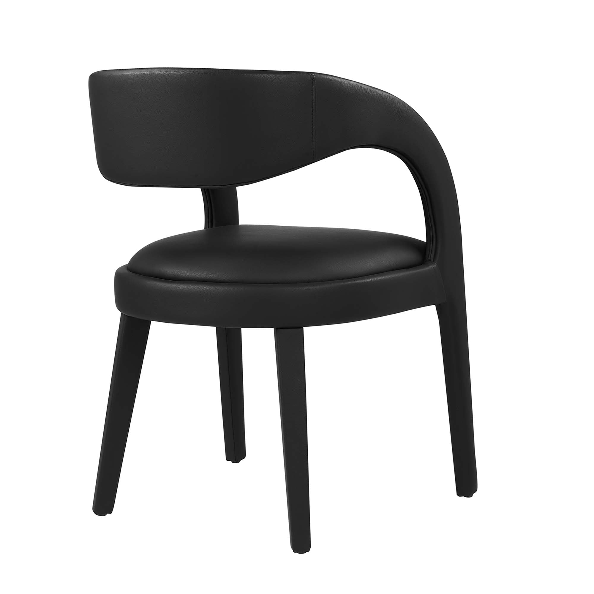 Pinnacle Vegan Leather Dining Chair Set of 2, Black Vinyl