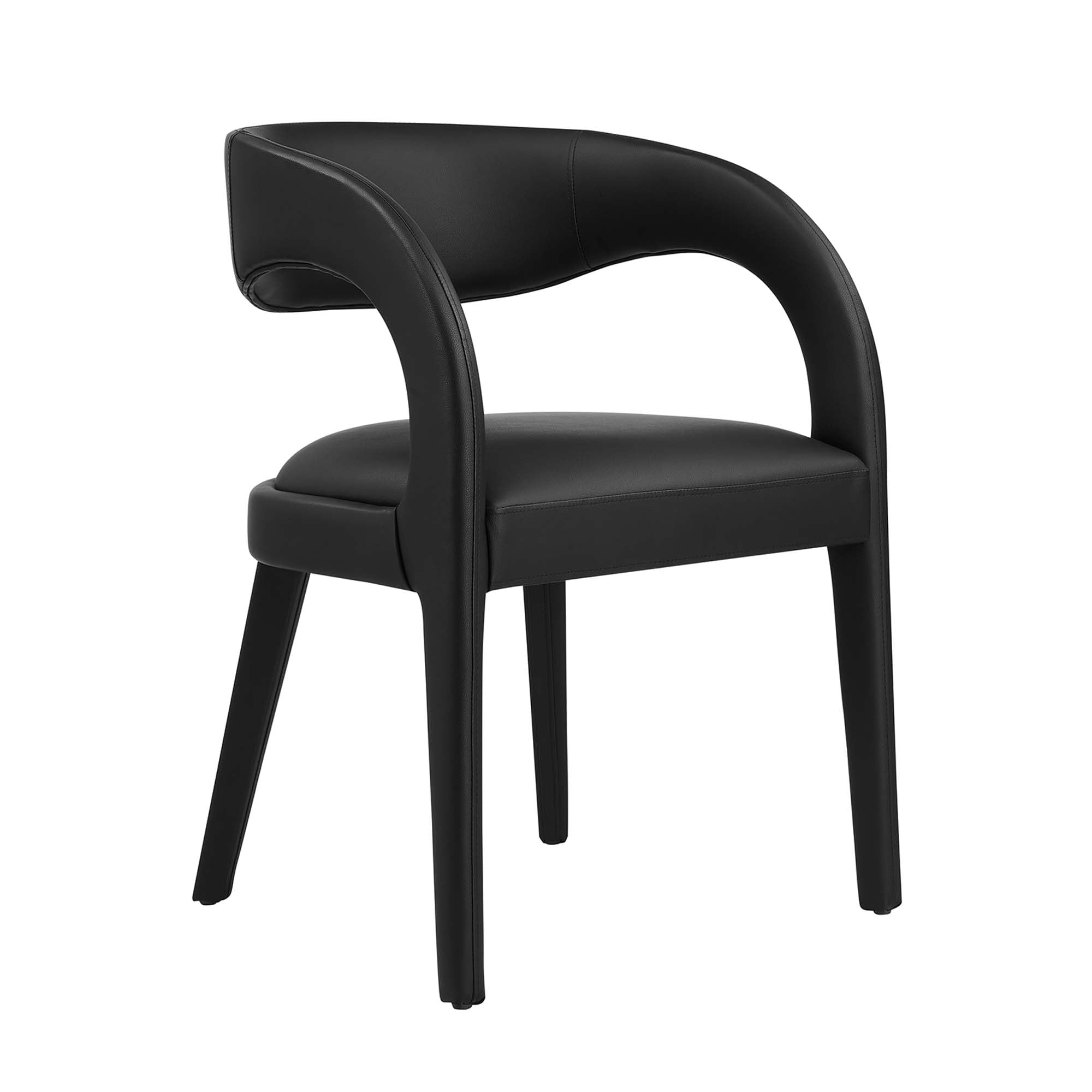 Pinnacle Vegan Leather Dining Chair Set of 2, Black Vinyl