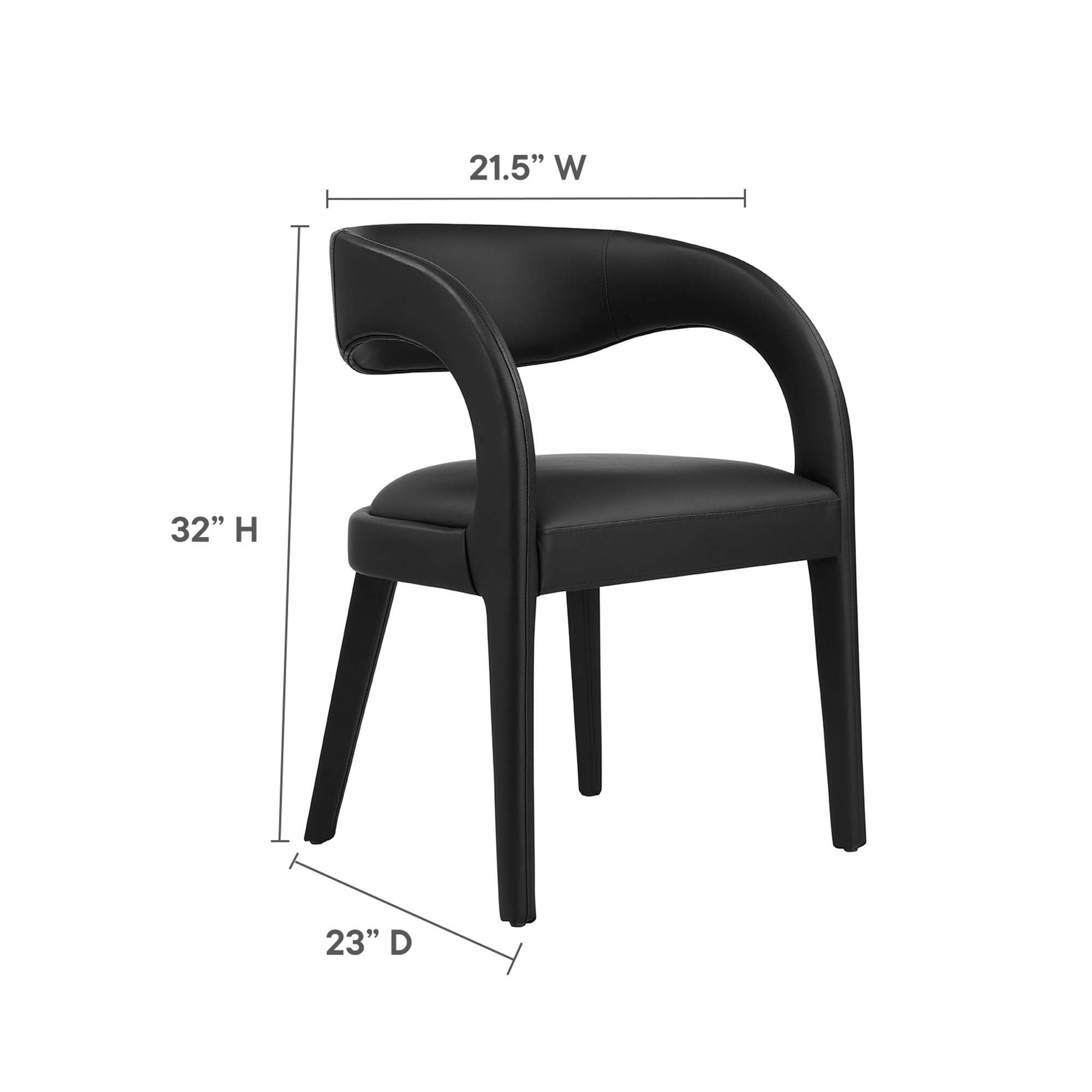 Pinnacle Vegan Leather Dining Chair Set of 2, Black Vinyl