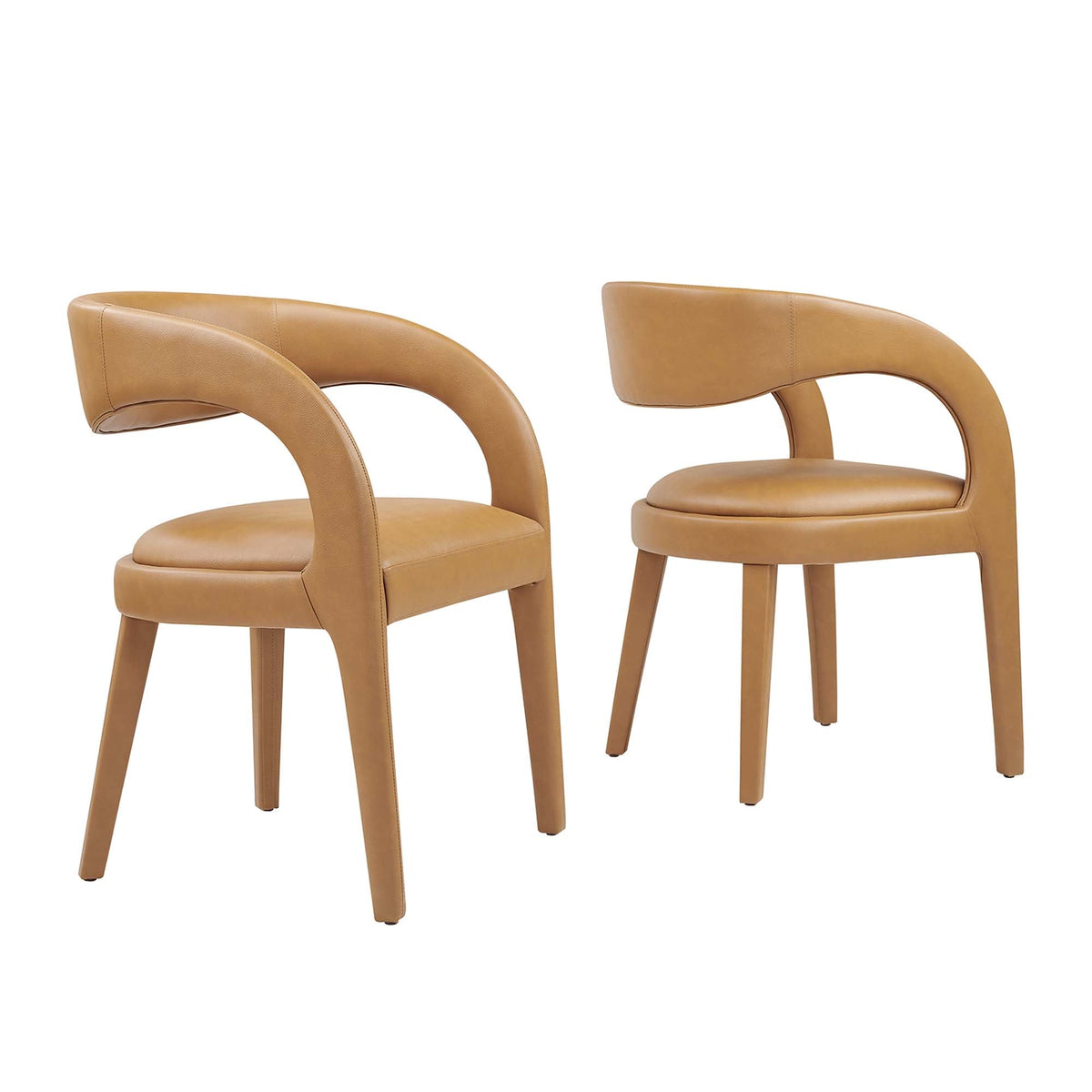 Pinnacle Vegan Leather Dining Chair Set of 2, Tan