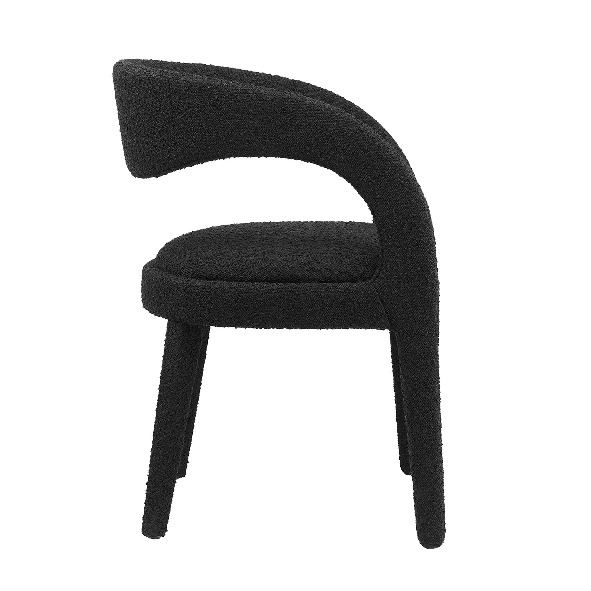 Pinnacle Boucle Upholstered Dining Chair Set of 2, Black