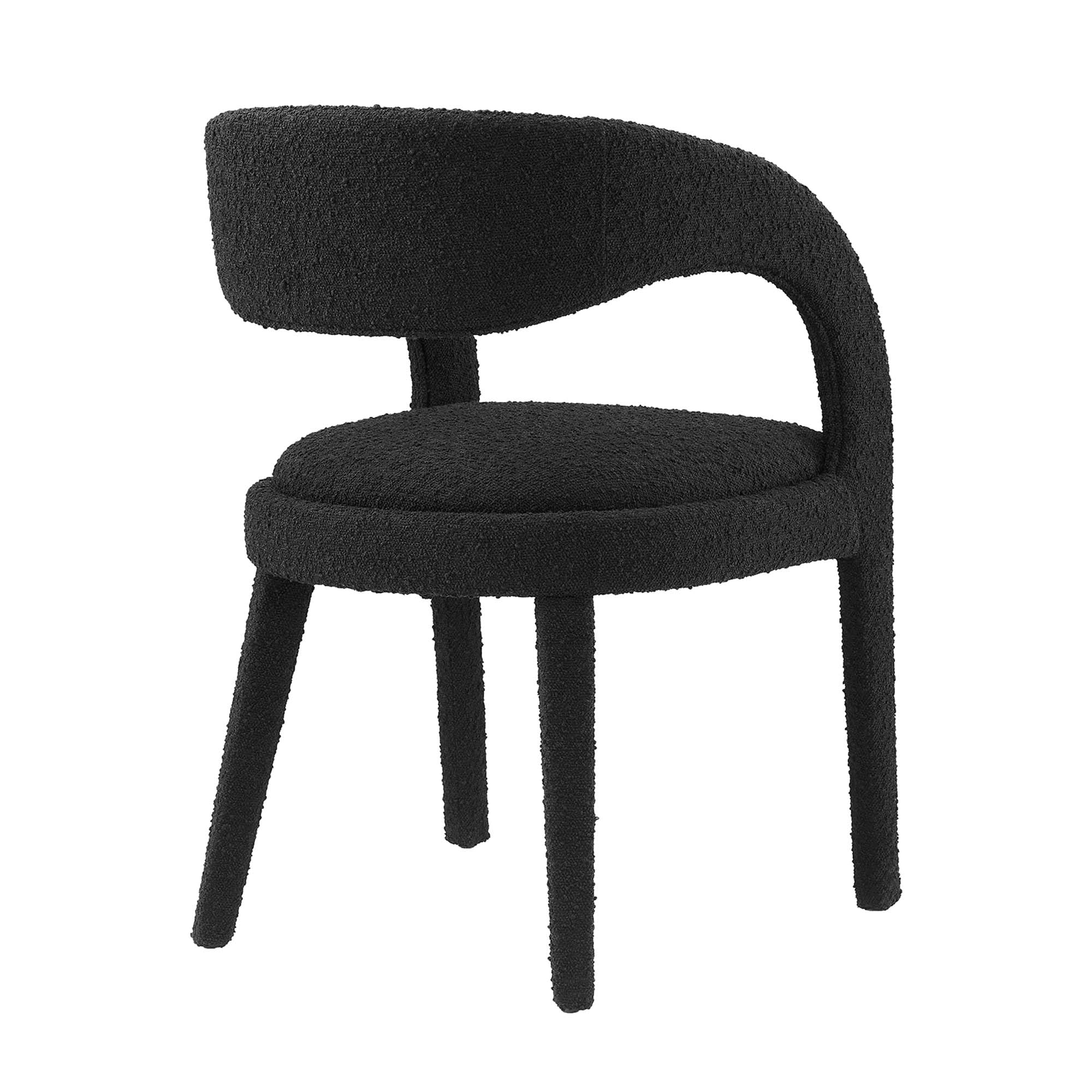 Pinnacle Boucle Upholstered Dining Chair Set of 2, Black