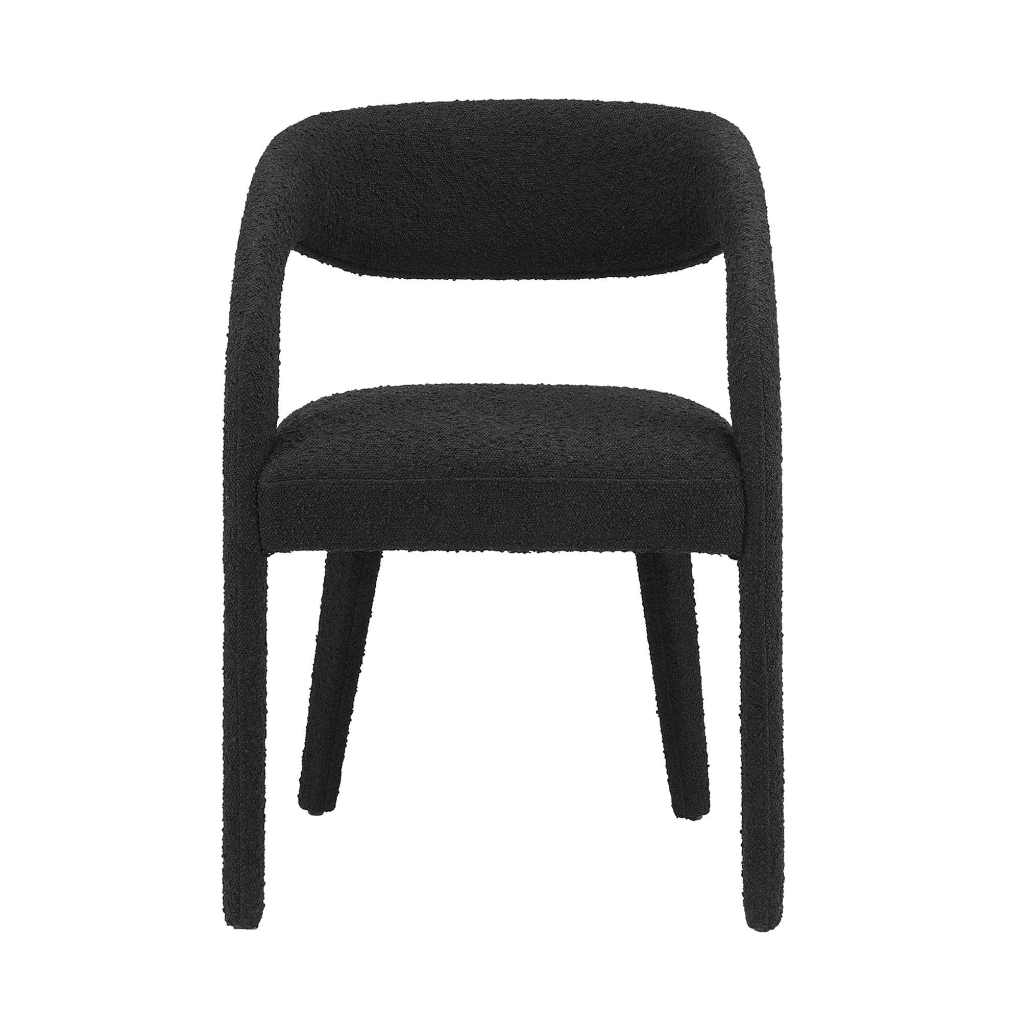Pinnacle Boucle Upholstered Dining Chair Set of 2, Black