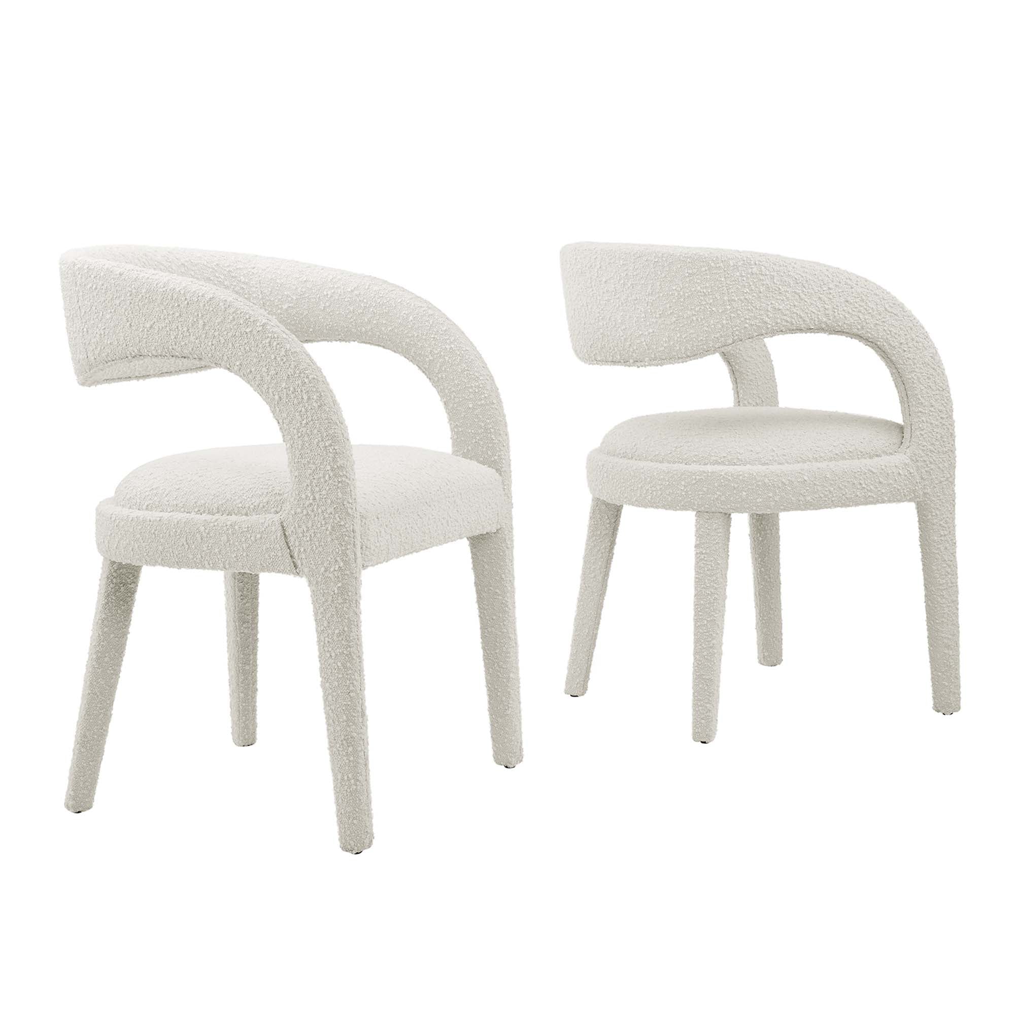 Pinnacle Boucle Upholstered Dining Chair Set of 2, Ivory
