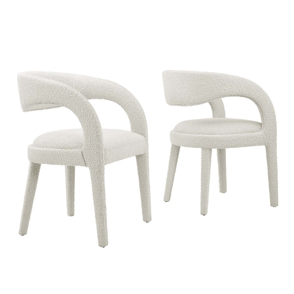 Pinnacle Boucle Upholstered Dining Chair Set of 2, Ivory