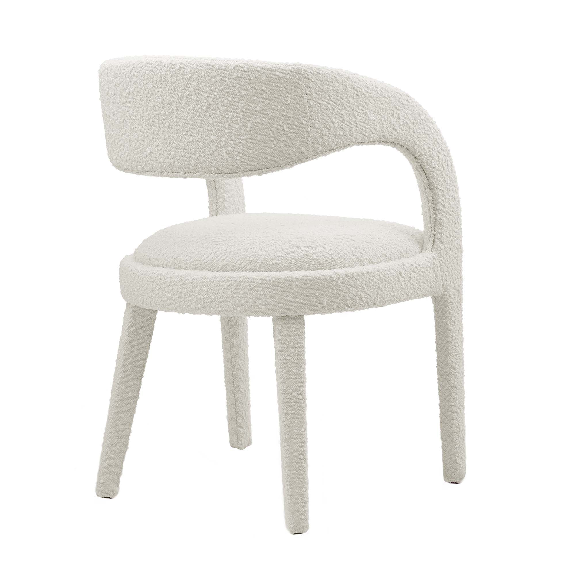 Pinnacle Boucle Upholstered Dining Chair Set of 2, Ivory