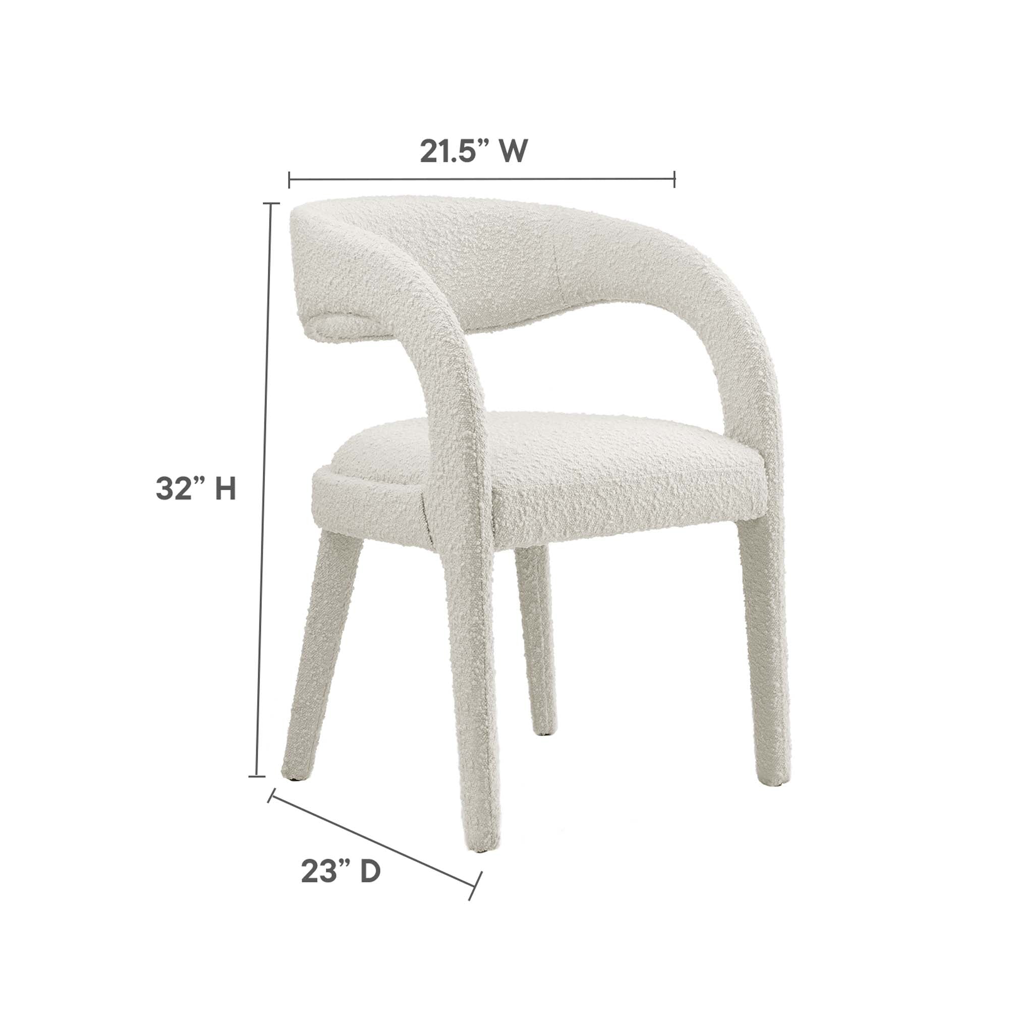 Pinnacle Boucle Upholstered Dining Chair Set of 2, Ivory