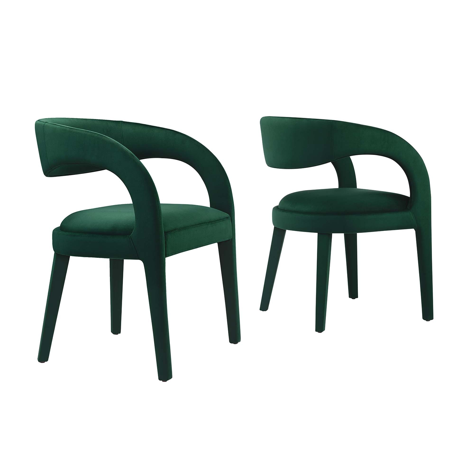 Pinnacle Performance Velvet Dining Chair Set of 2, Green