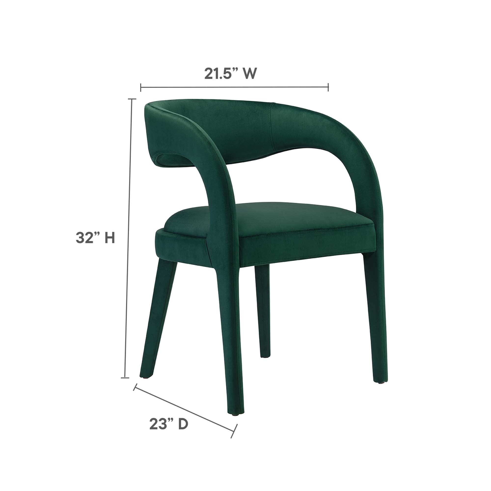 Pinnacle Performance Velvet Dining Chair Set of 2, Green