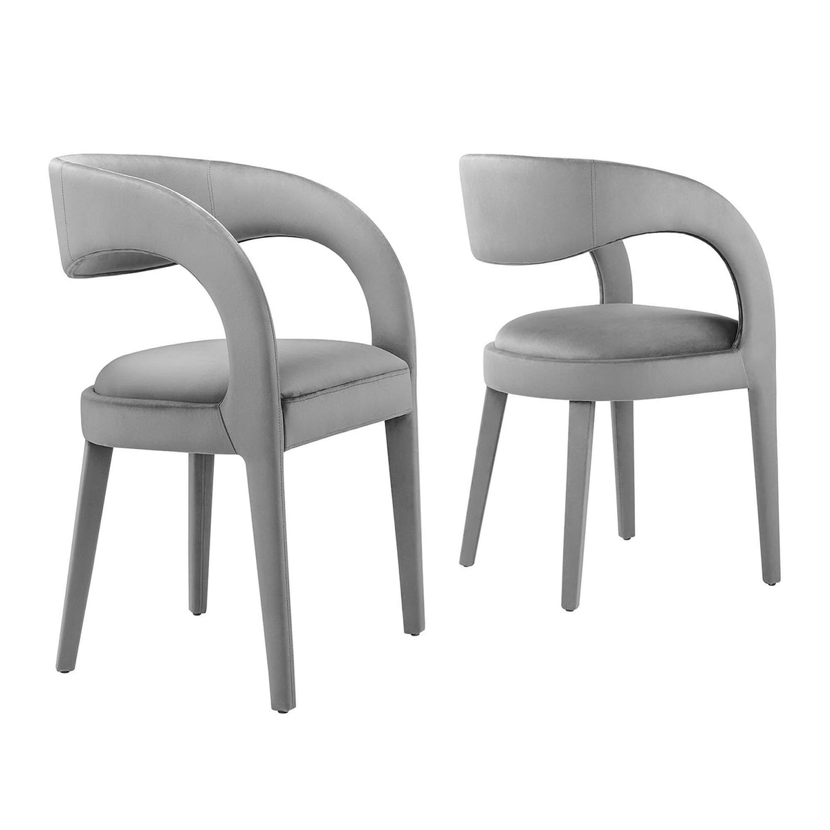 Pinnacle Performance Velvet Dining Chair Set of 2, Gray