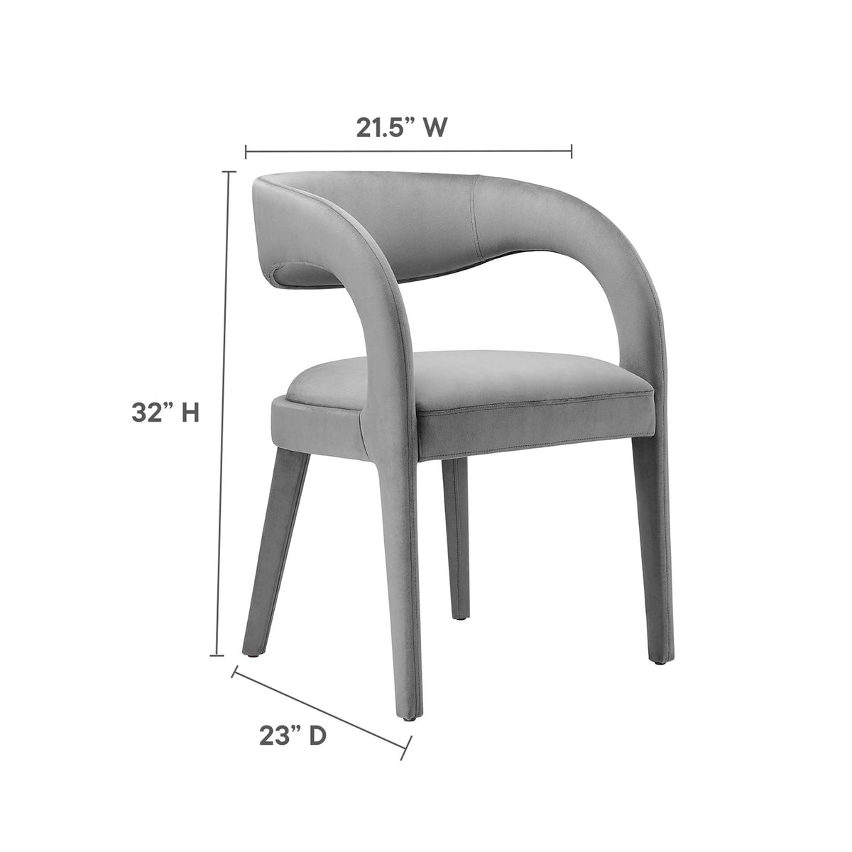 Pinnacle Performance Velvet Dining Chair Set of 2, Gray