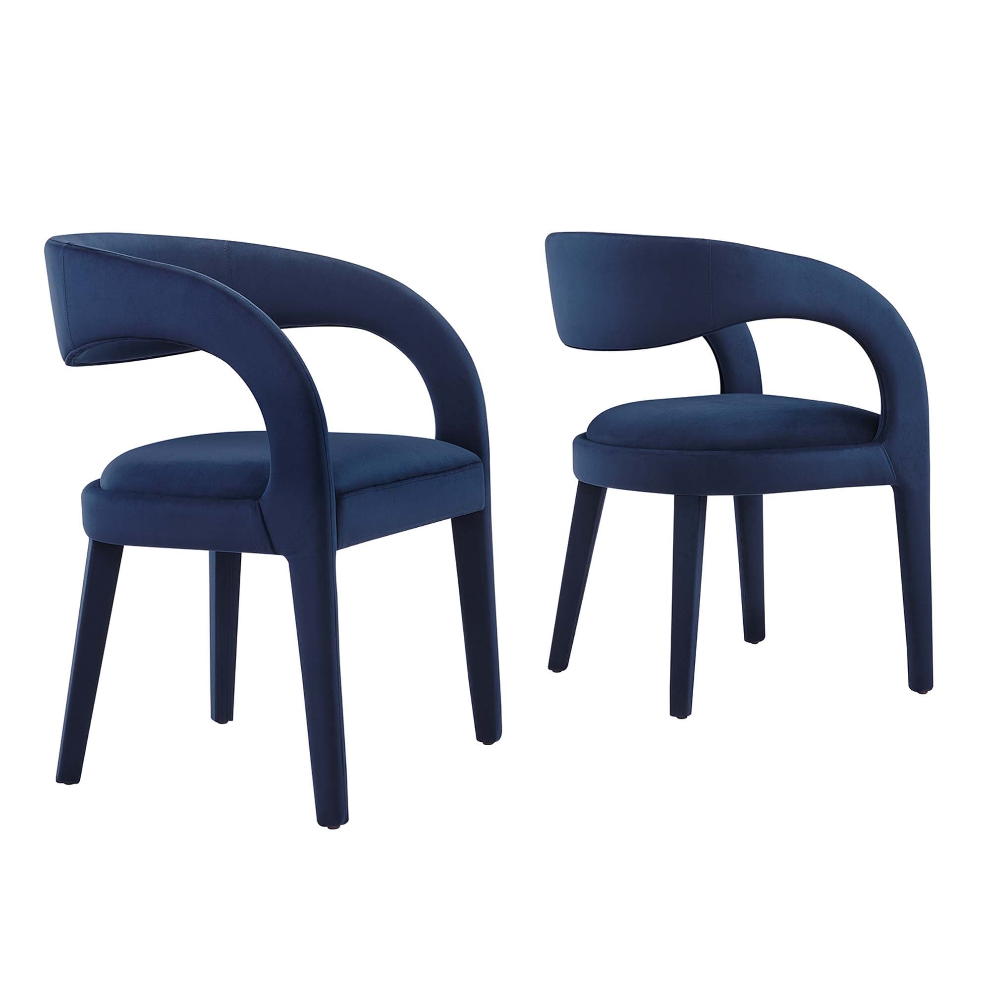 Pinnacle Performance Velvet Dining Chair Set of 2, Midnight Blue