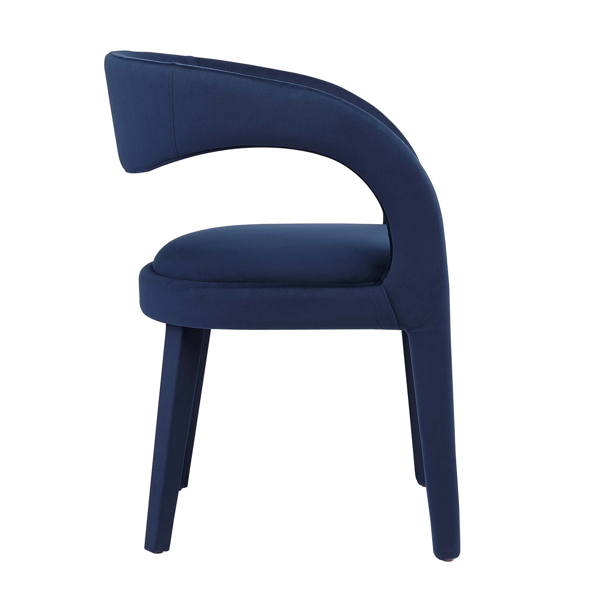 Pinnacle Performance Velvet Dining Chair Set of 2, Midnight Blue
